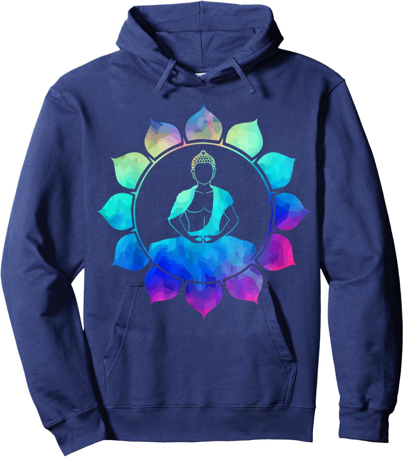 Meditating Buddha Rainbow Tie Dye Cute Unique Gift Hoodie - Hoodie | Navy
