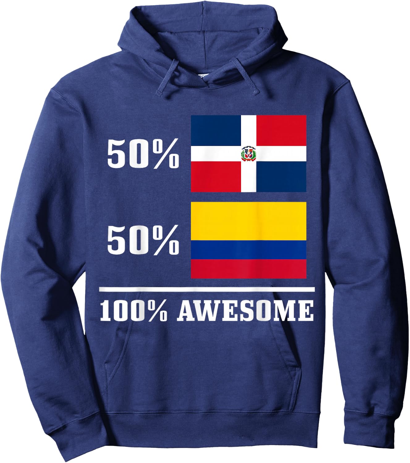 50% Dominican Republic 50% Colombia Colombian Flag Pride Hoodie - Hoodie | Navy