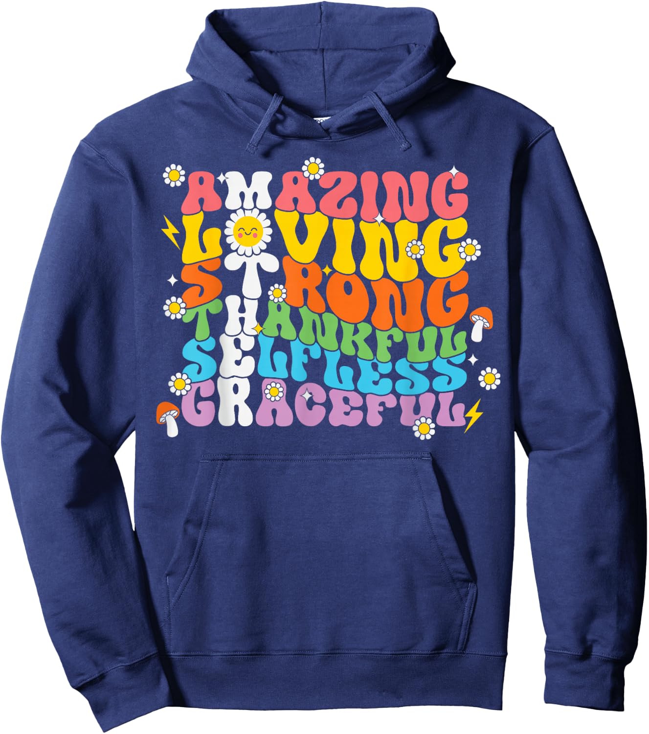 Mothers Day Shirt Mom Mama Groovy Vintage Retro Hippie Hoodie - Hoodie | Navy