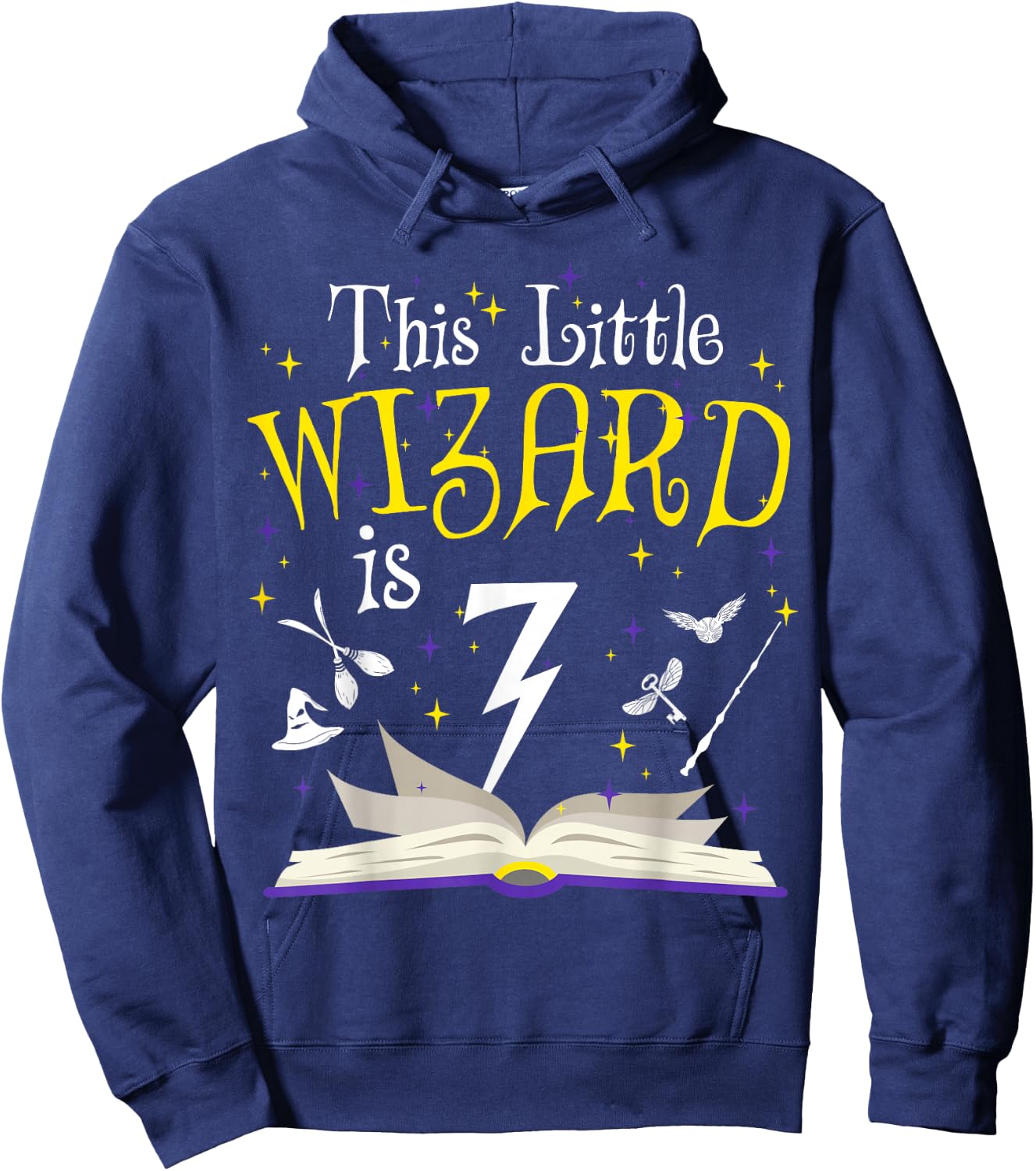 7th B-Day Magic Wizard 7 Year Old Birthday Matching Family Hoodie - Hoodie | Navy