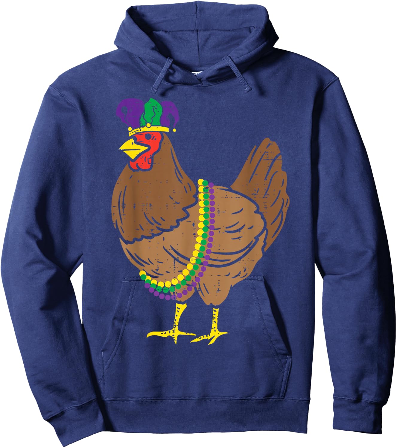 Jester Chicken Beads Mardi Gras Funny Farming Men Women Kids Hoodie - Hoodie | Navy