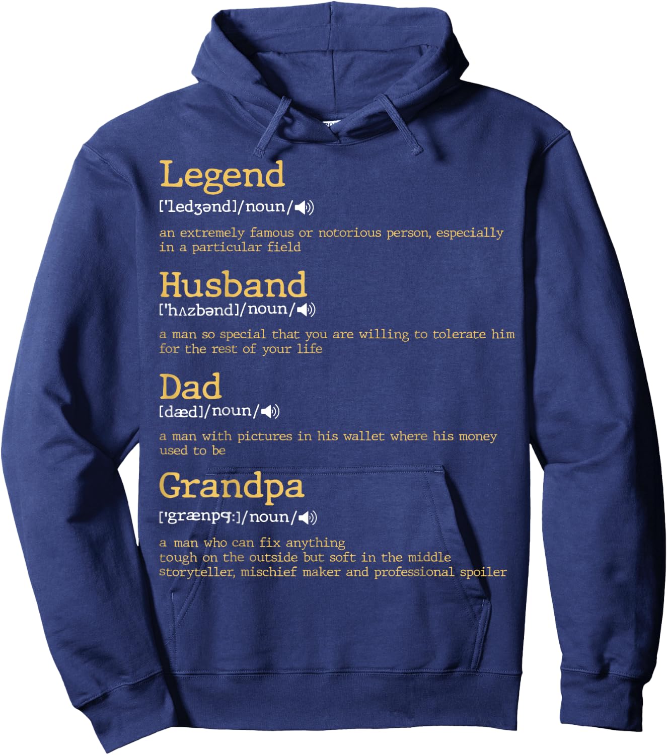 Father's Day - Dad Definition - Legend Husband Dad Grandpa Hoodie - Hoodie | Navy