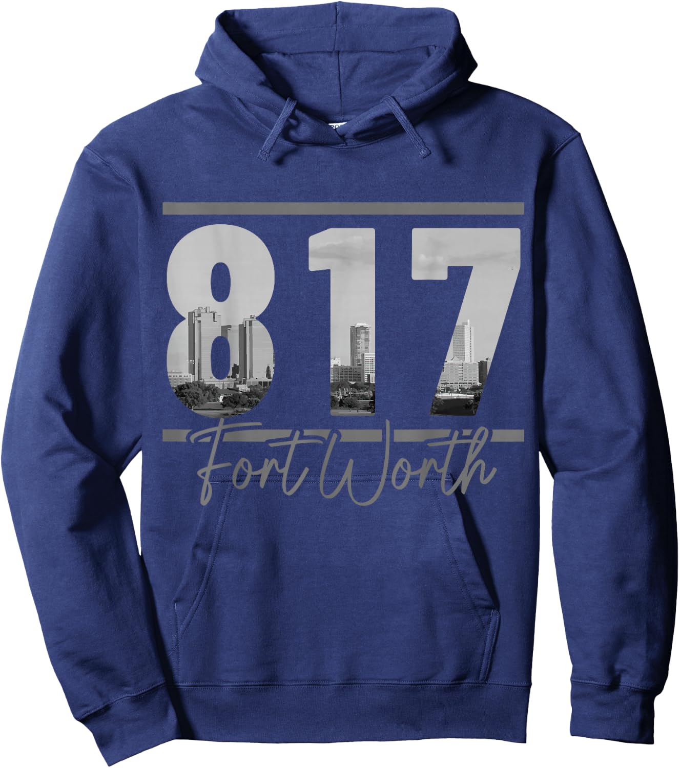 Fort Worth 817 Area Code Skyline Texas Pride Vintage Hoodie - Hoodie | Navy