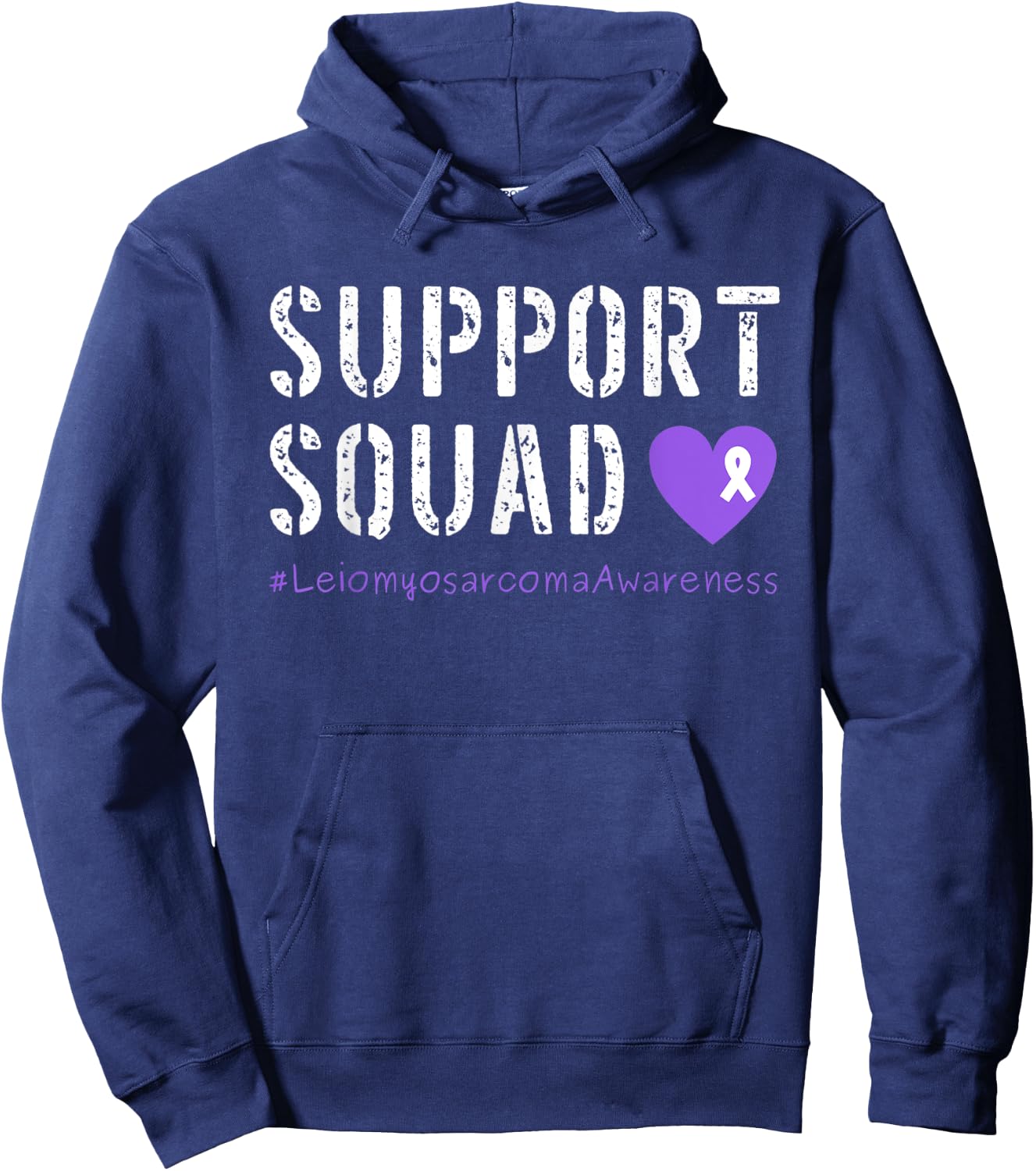 Purple Ribbon Men Women Kids Leiomyosarcoma Cancer Awareness Hoodie - Hoodie | Navy