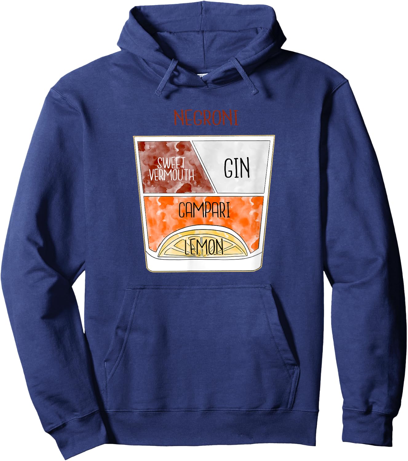 Negroni T Shirt Negroni Cocktail Poster Bartender Hoodie - Hoodie | Navy