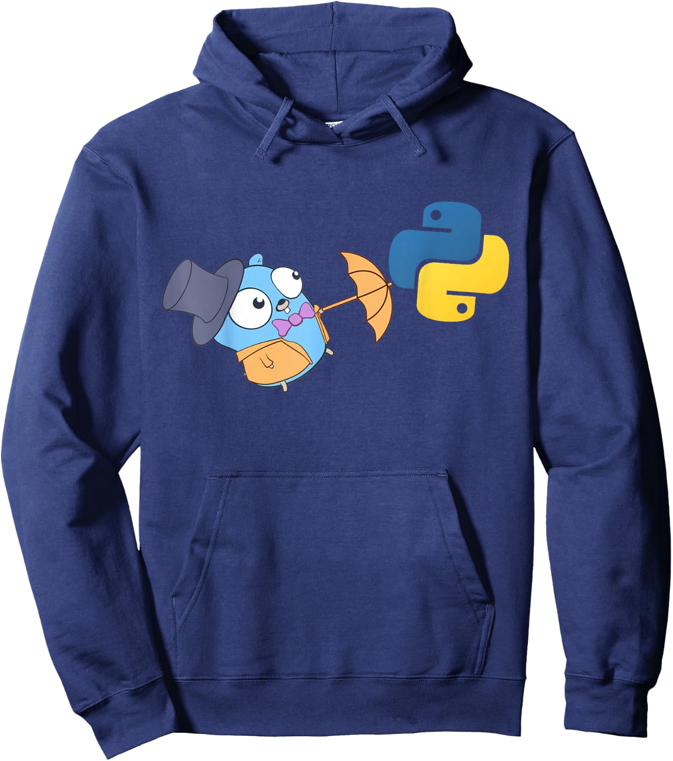 Go Gopher - Fun Developer Umbrella GO lang Logo Design Hoodie - Hoodie | Navy