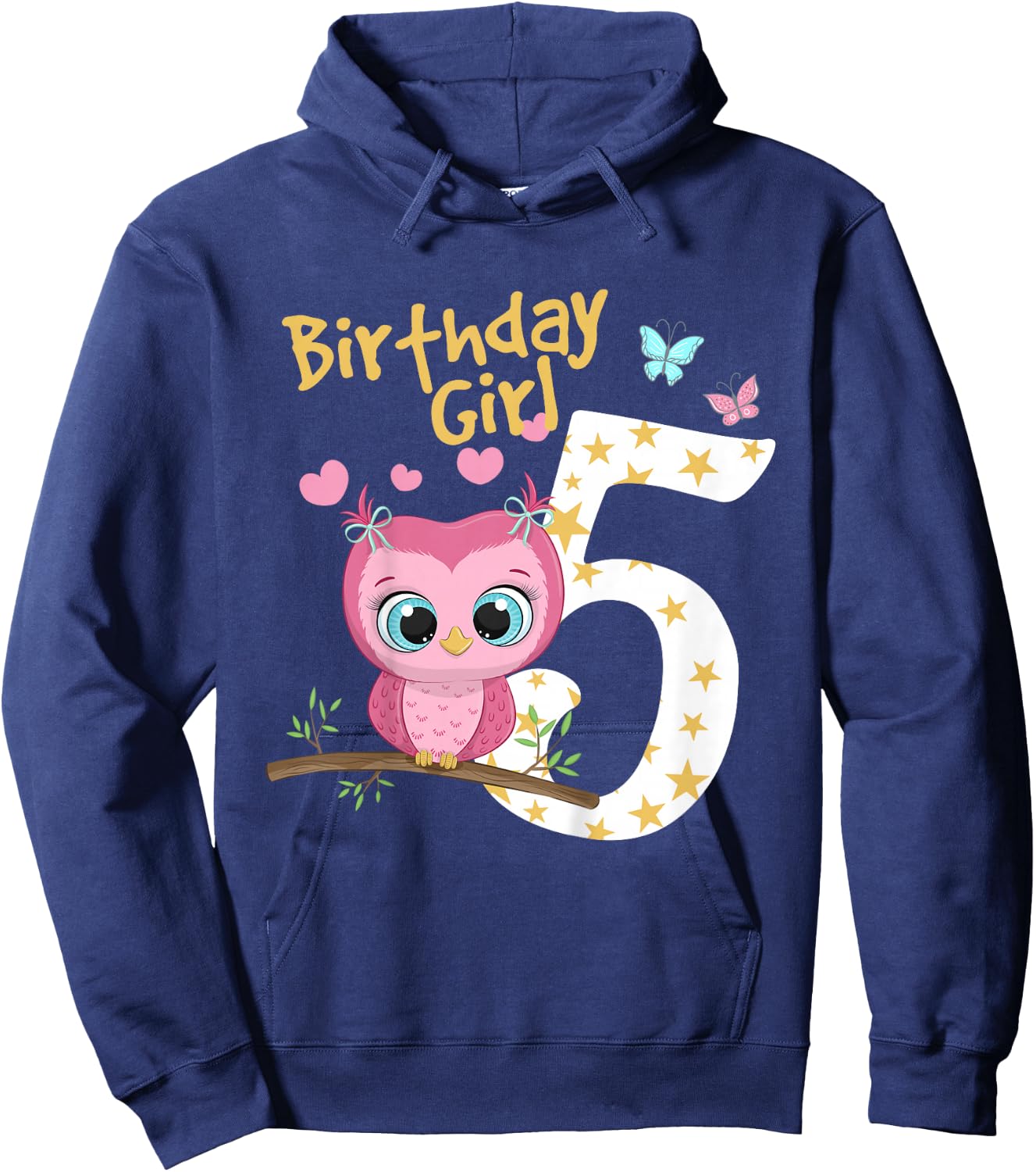 5th Birthday Shirt For Girls Owl Birthday Girl 5 Years Hoodie - Hoodie | Navy