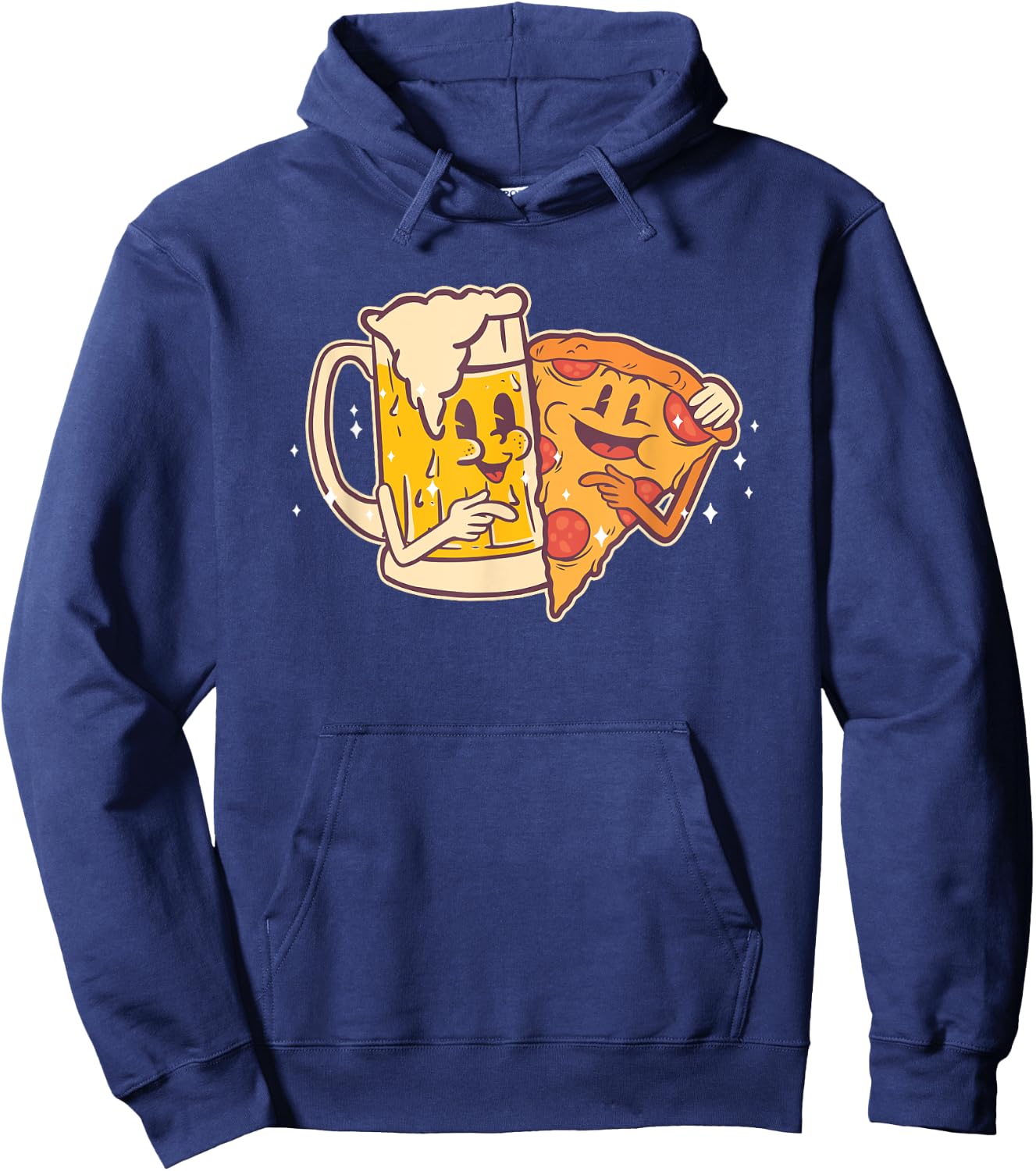 Beer and Pizza Cute Funny Best Friends Pizza Hoodie - Hoodie | Navy