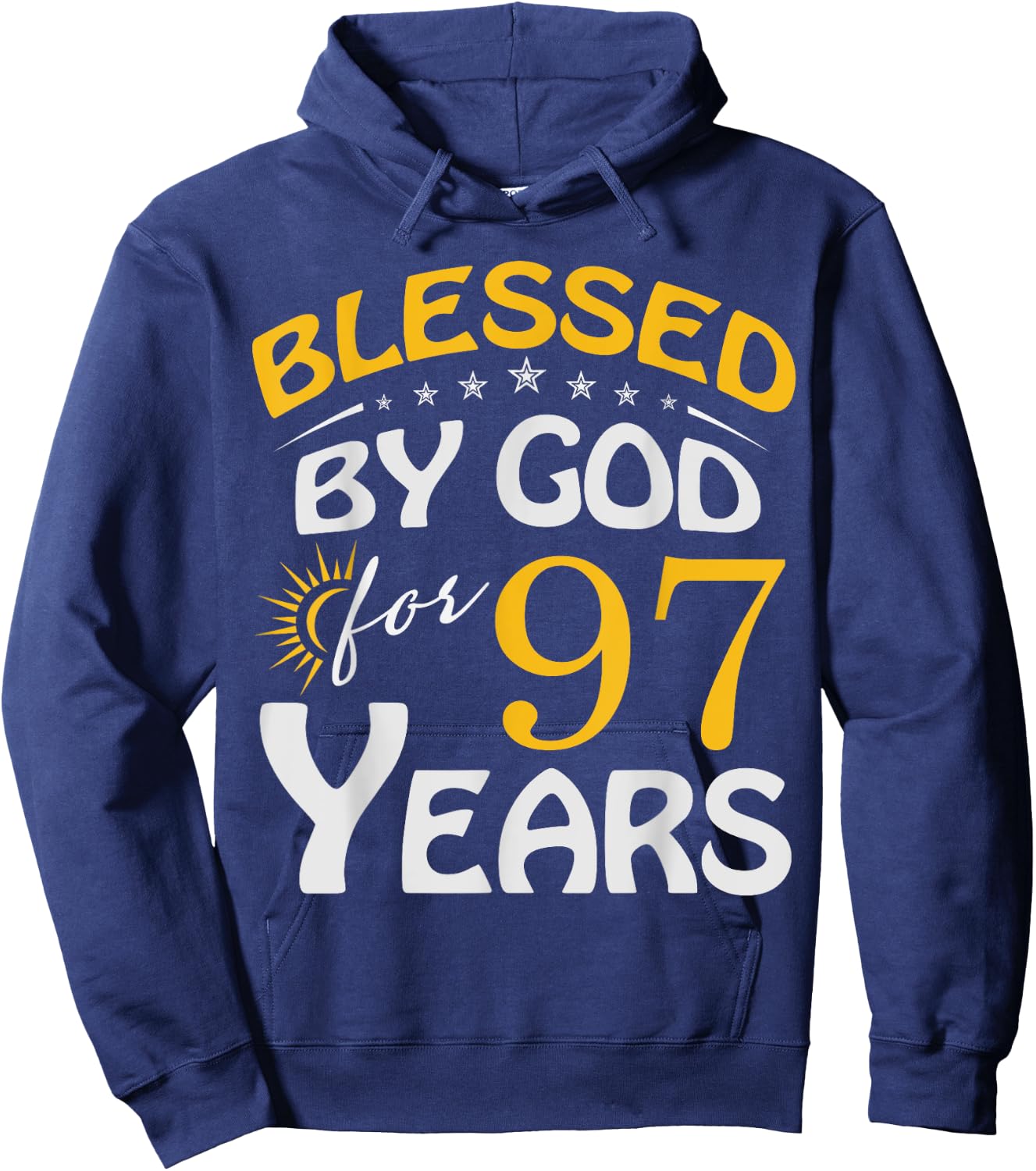 Vintage Blessed by God For 97 Years Old Happy 97th Birthday Hoodie - Hoodie | Navy