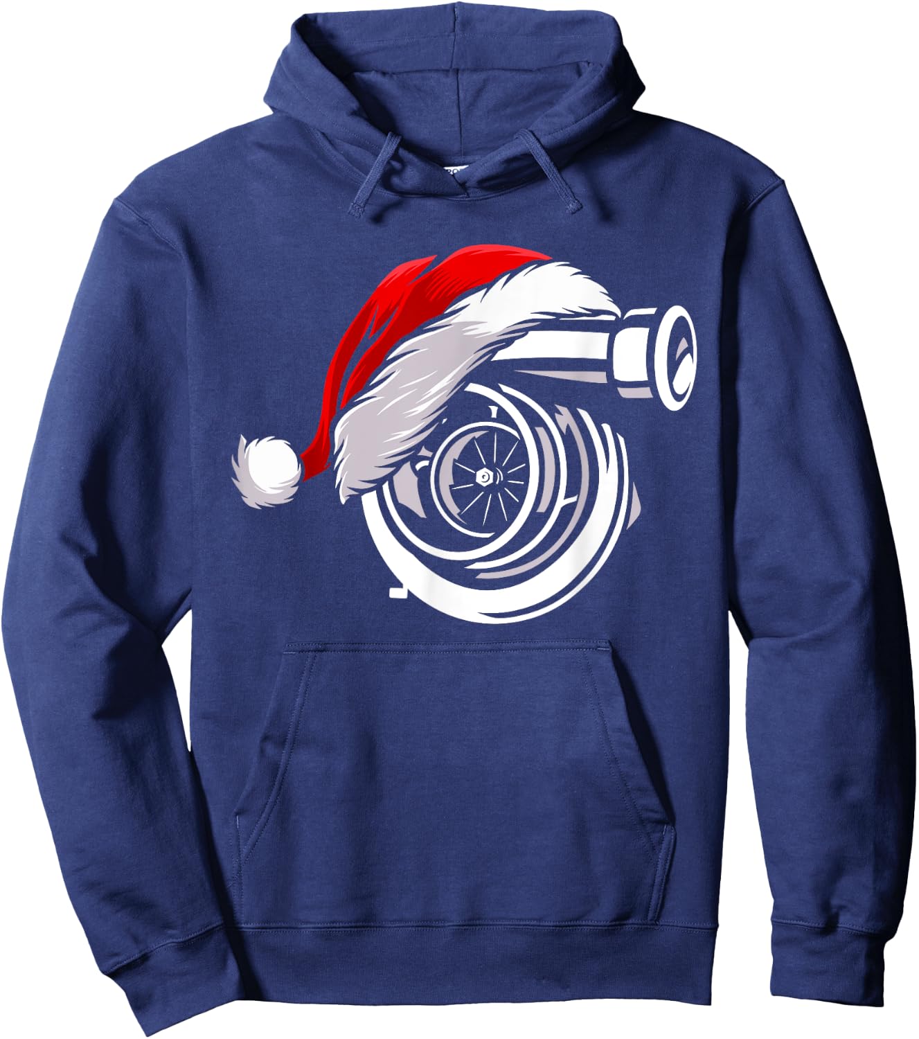 Turbo Santa Hat Car Enthusiast Turbocharger Racing Car Guy Hoodie - Hoodie | Navy