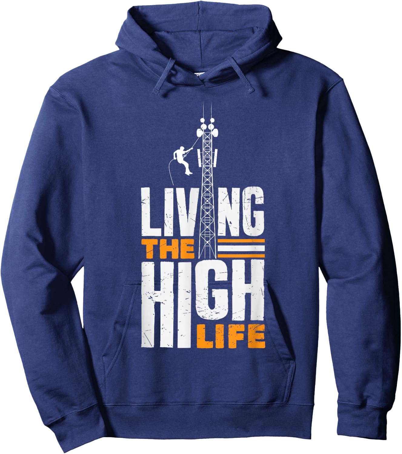 Tower Climber Technician Tower Worker High Tower Climbing Hoodie - Hoodie | Navy