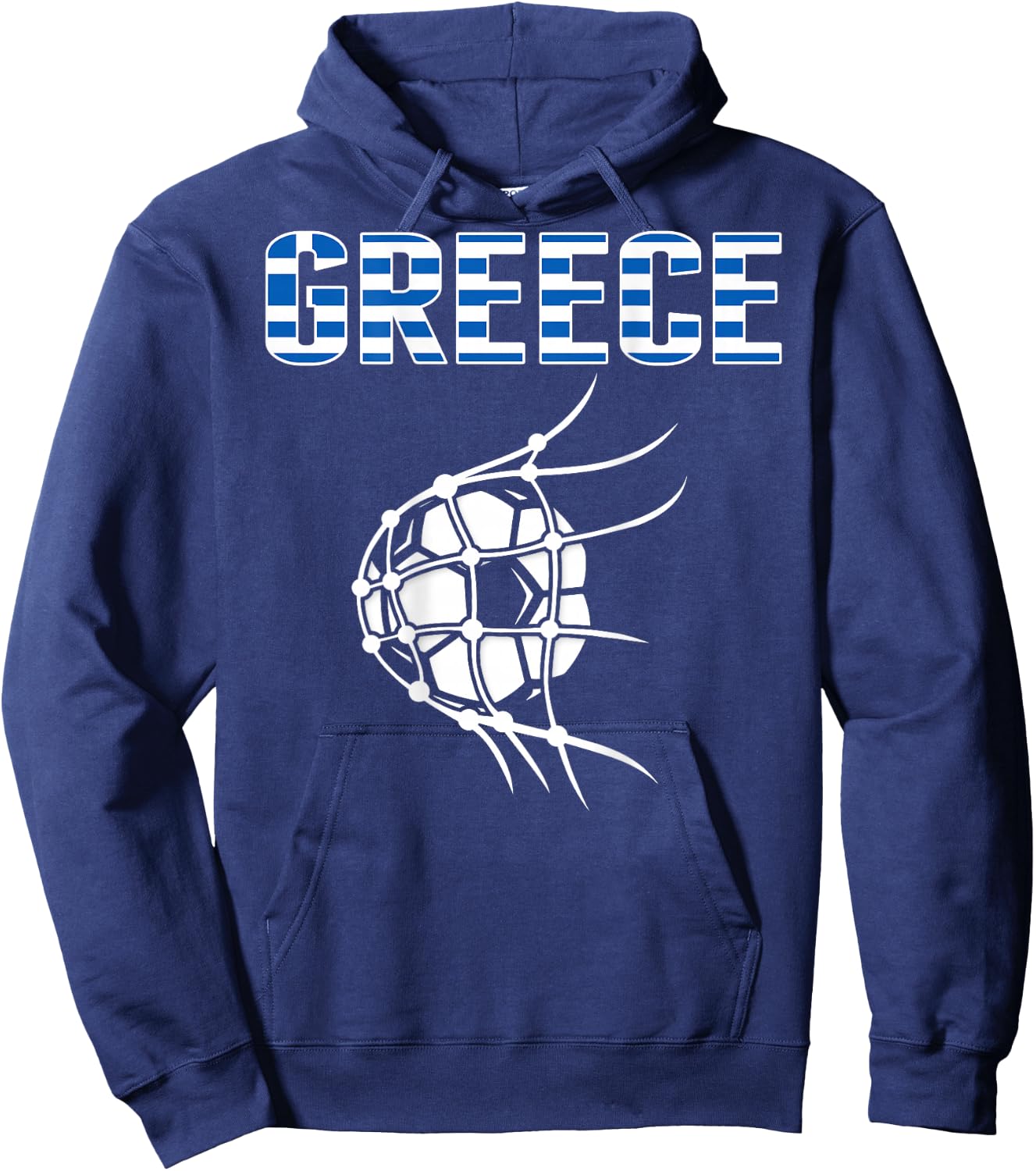 Greece Soccer Ball In Net Goal - Support Greek Football Team Hoodie - Hoodie | Navy
