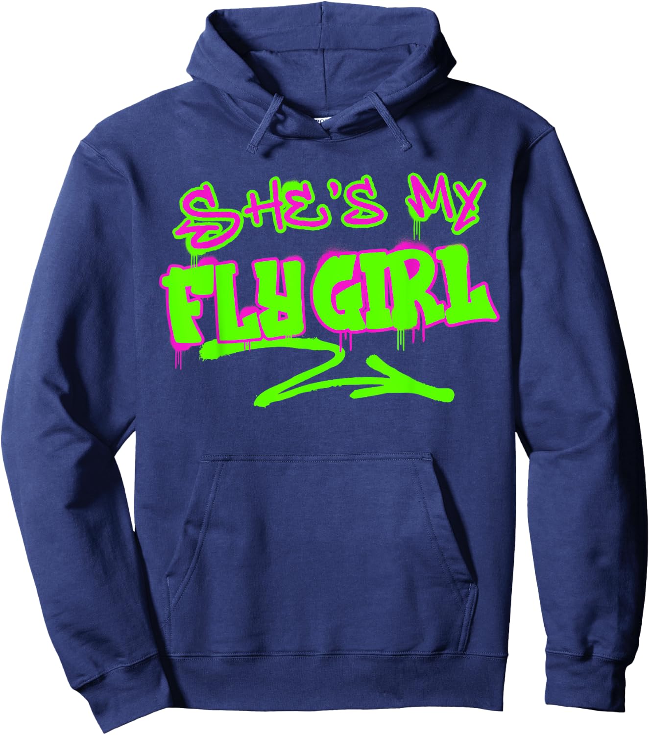 Matching His and Hers She's My Fly Girl 80s 90s Rap Graffiti Hoodie - Hoodie | Navy