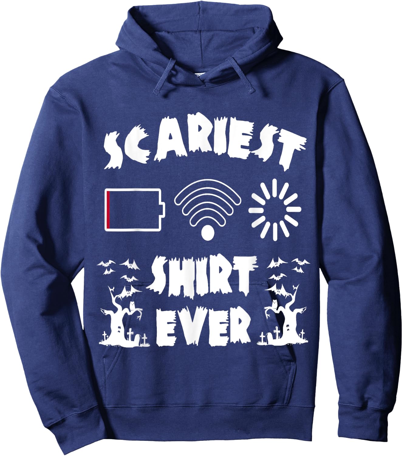 Funny Low Battery Halloween Computer Nerd Buffer Wifi Shirt Hoodie - Hoodie | Navy