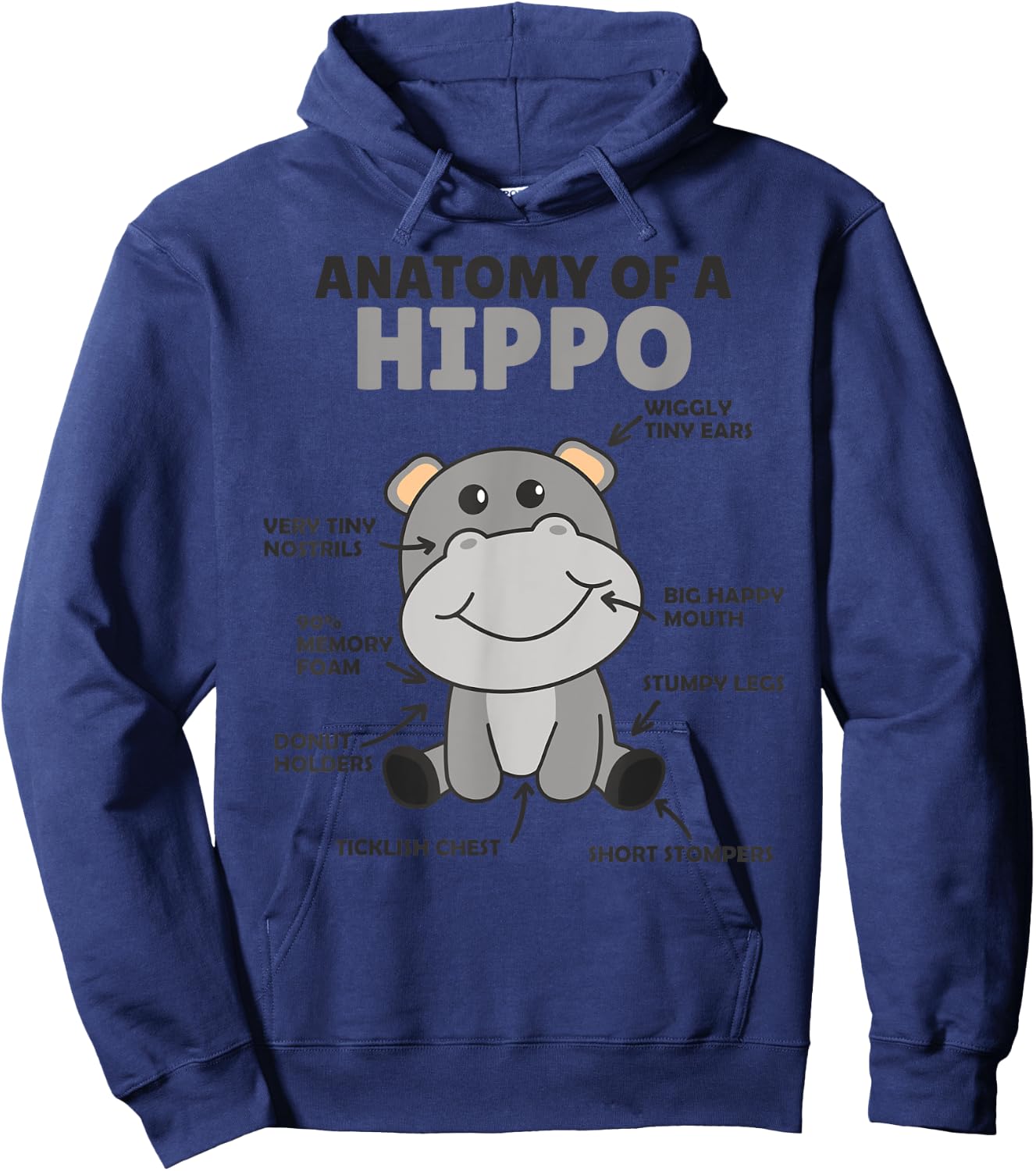 Sweet Hippo Explanation Anatomy Of A Hippo Hoodie - Hoodie | Navy