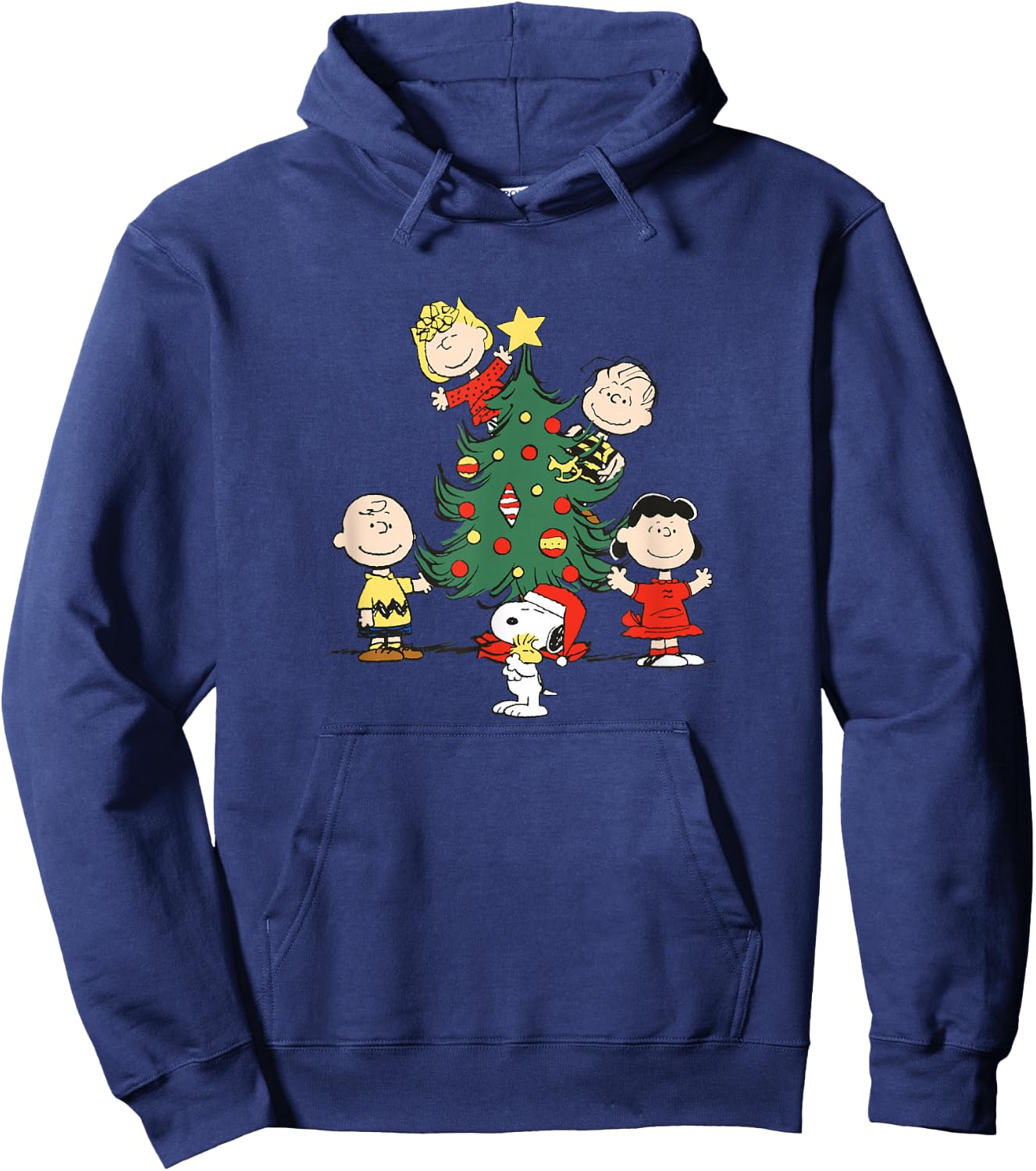 Peanuts Oh Christmas Tree - Blue, -Adults, Short Sleeve, Small Hoodie - Hoodie | Navy