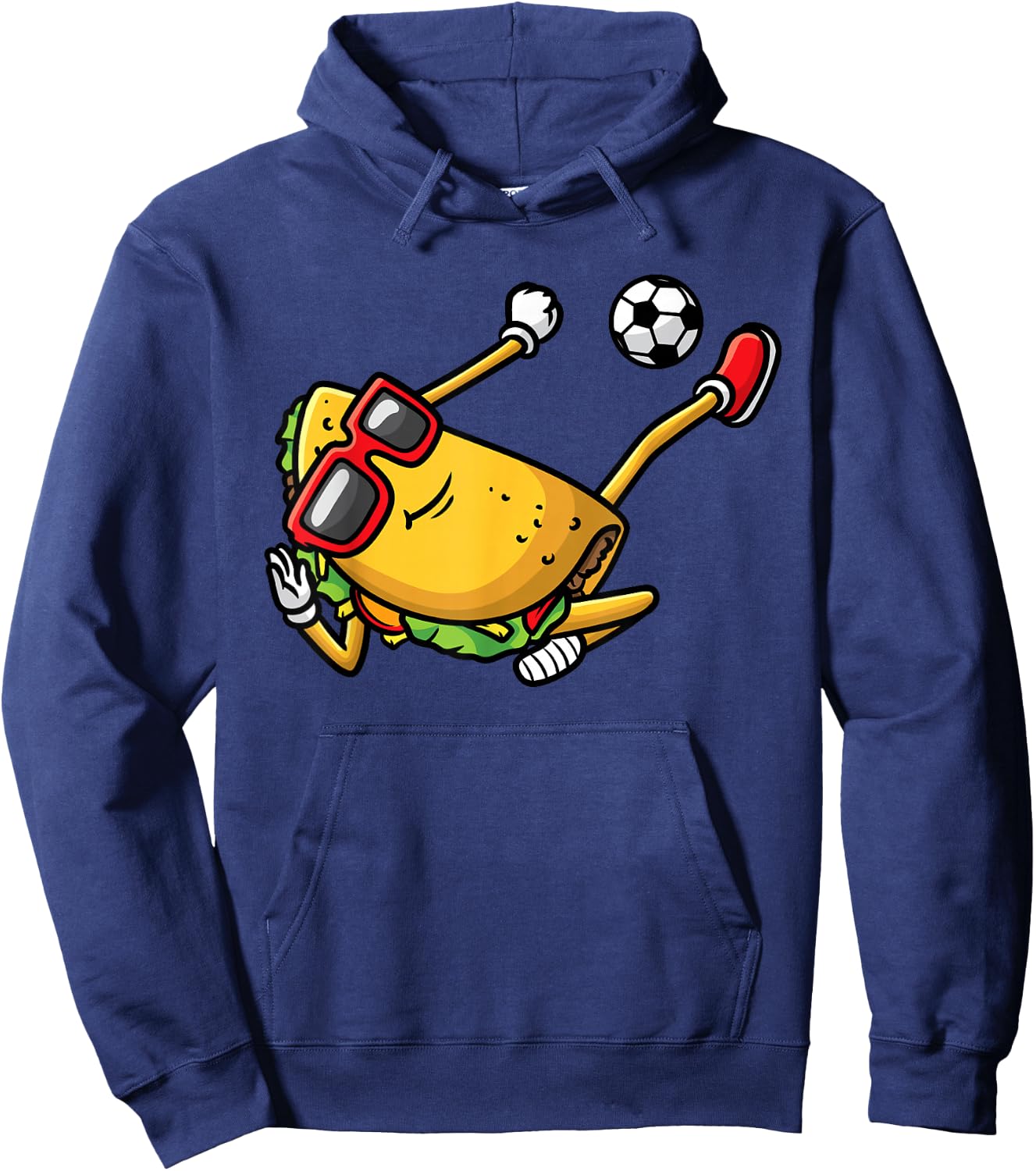 Taco Playing Soccer Mexican Cinco De Mayo Kids Men Hoodie - Hoodie | Navy