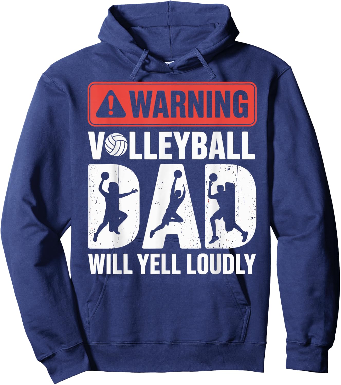 Vintage Volleyball Dad USA Flag Retro Fathers Day Daddy Hoodie - Hoodie | Navy