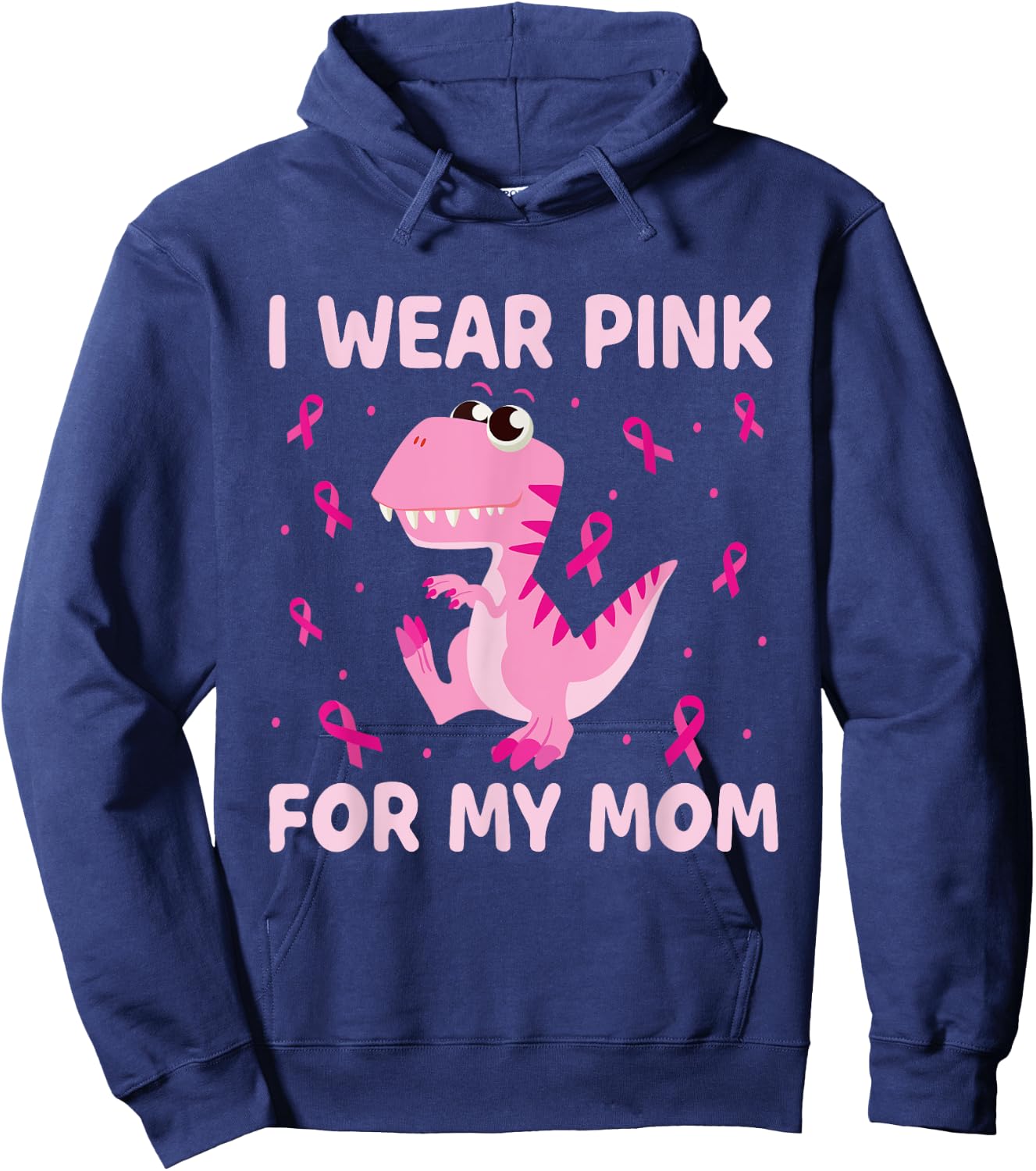 I Wear Pink For My Mom Dinosaur Breast Cancer Kids Boys Hoodie - Hoodie | Navy
