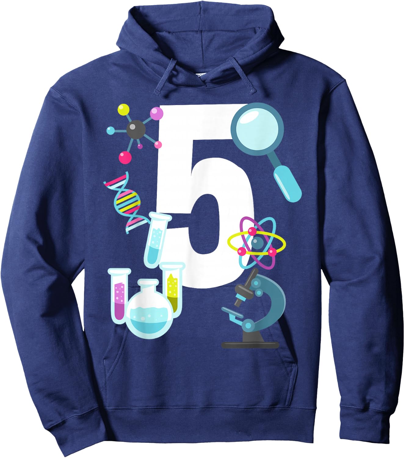 Science STEM 5 Year Old 5th Birthday Party Shirt Boys Girls Hoodie - Hoodie | Navy
