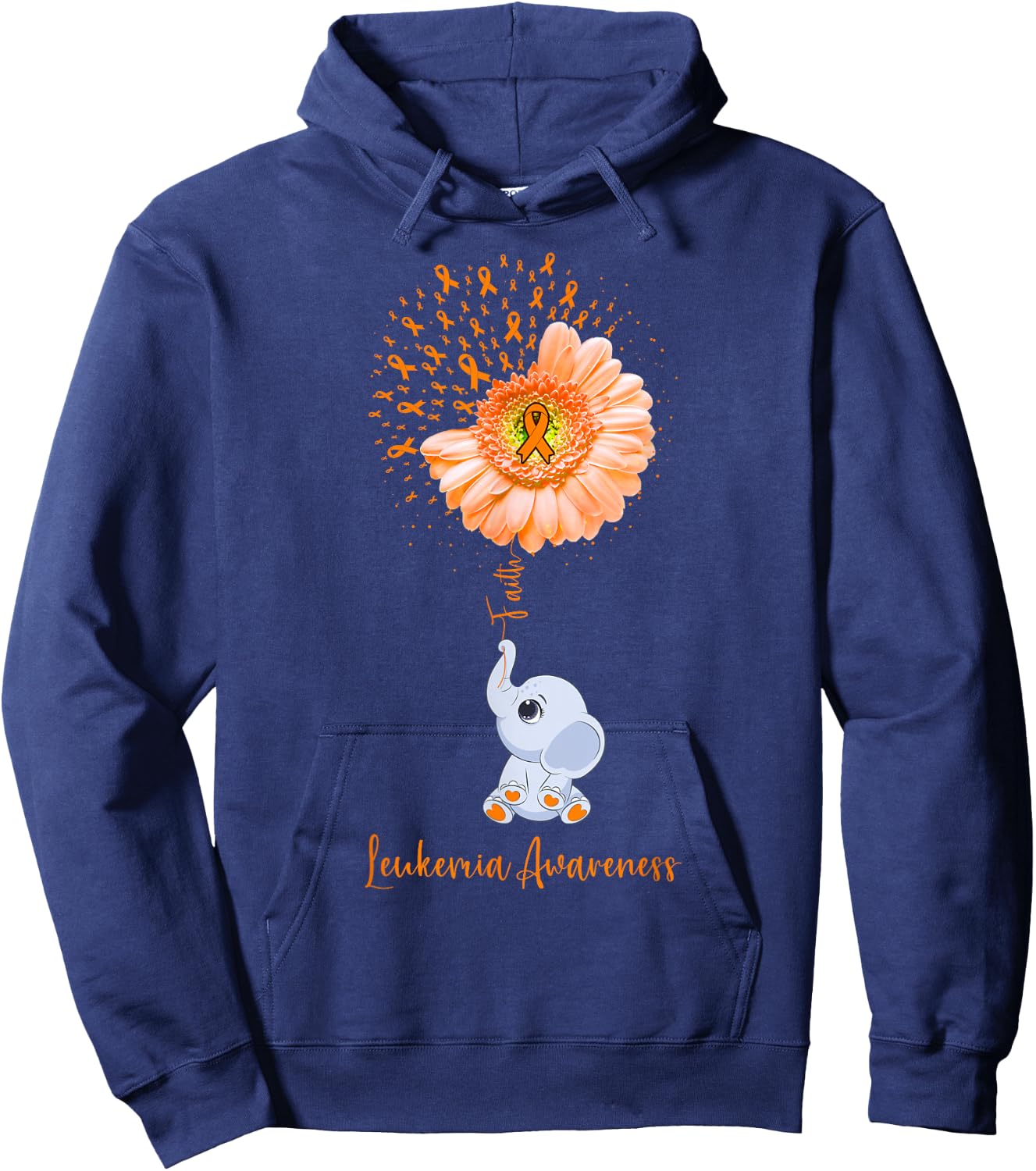 Leukemia Awareness Faith Elephant Survivor Fighter Hoodie - Hoodie | Navy