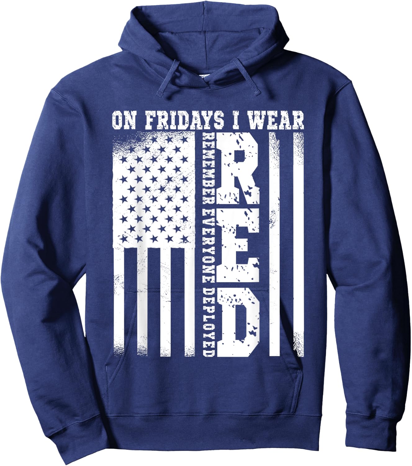 On Fridays I Wear Red USA Support American Troops Hoodie - Hoodie | Navy