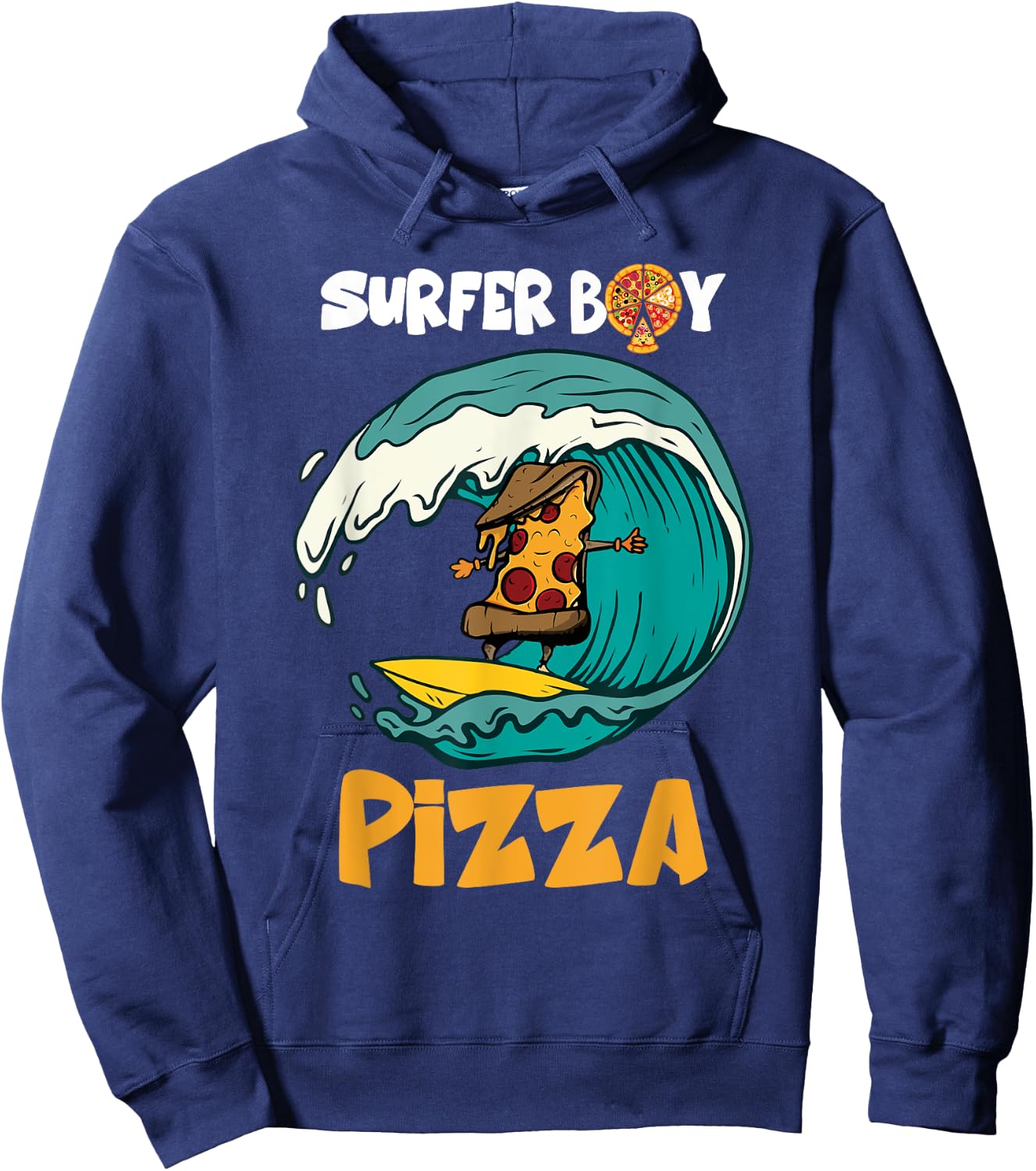 Surfer Boy For Who Love Surfing And Eat Pizzas Summer Hoodie - Hoodie | Navy