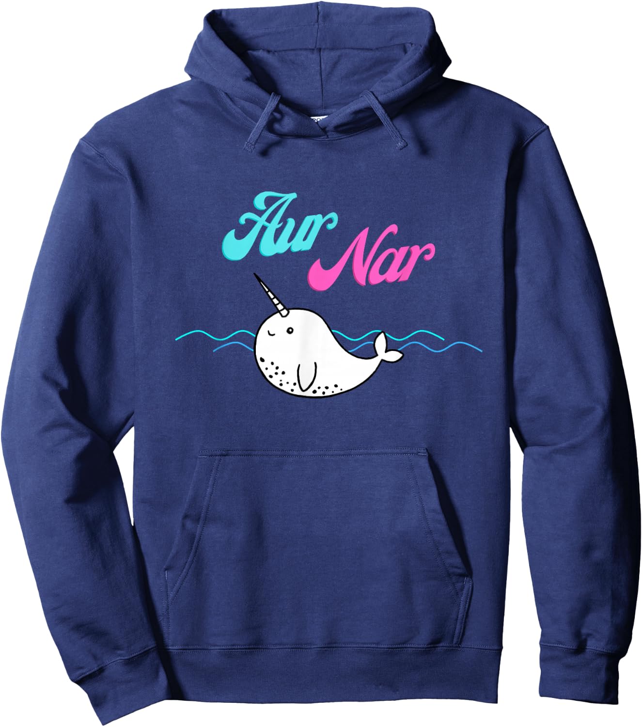 'Aur Nar' Unique Narwhal Aur Naur Summer Beach Graphic Funny Hoodie - Hoodie | Navy