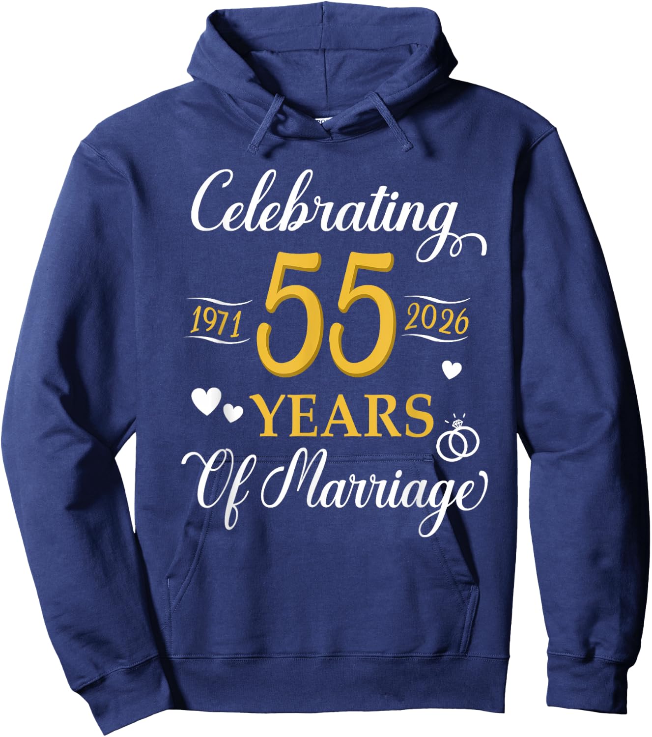 Celebrating 55 Years of Marriage Since 1971 Anniversary Hoodie - Hoodie | Navy