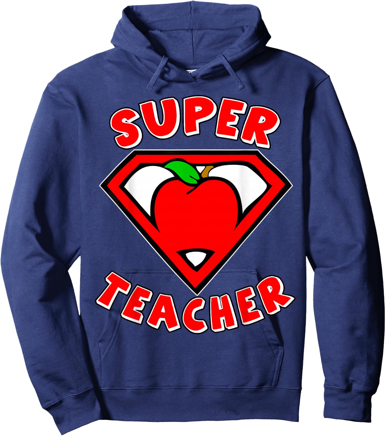 Super Teacher Shirt Superhero Shirt Apple Shirt Gift Shirt Hoodie - Hoodie | Navy