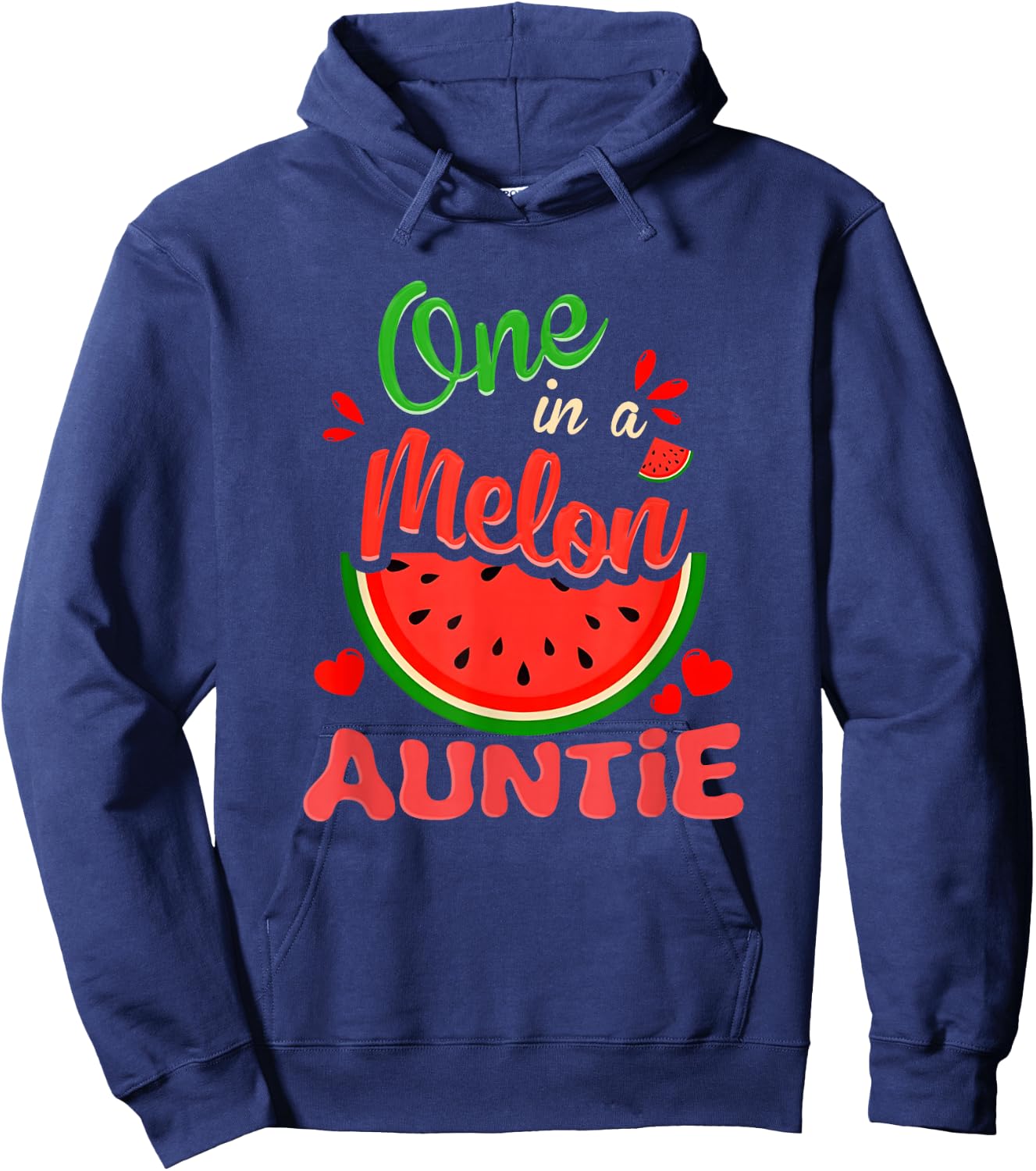 One in a Melon Auntie 1st Birthday Party Family Matching Hoodie - Hoodie | Navy