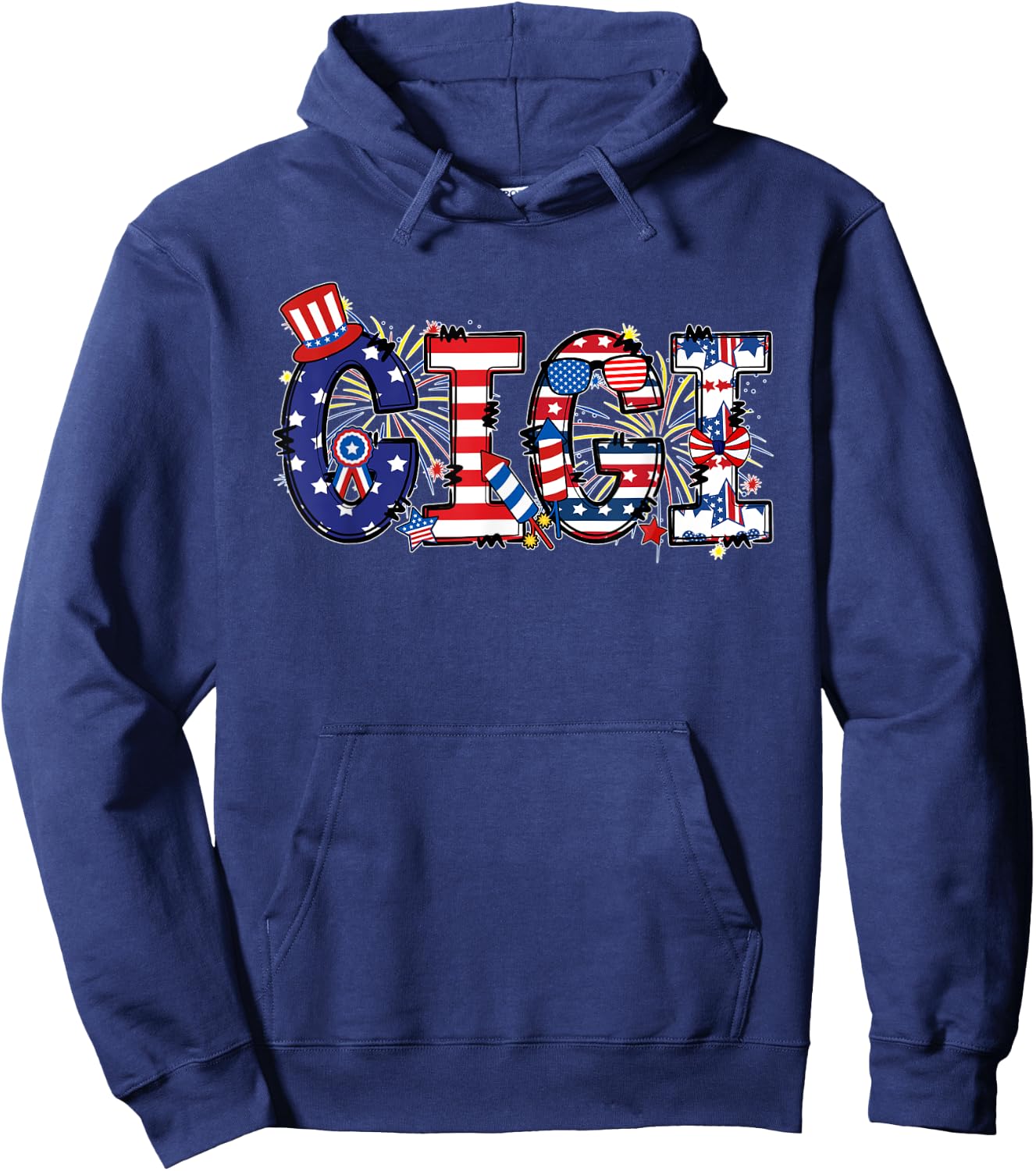 Gigi Funny 4th of July USA Flag American Patriotic Hoodie - Hoodie | Navy