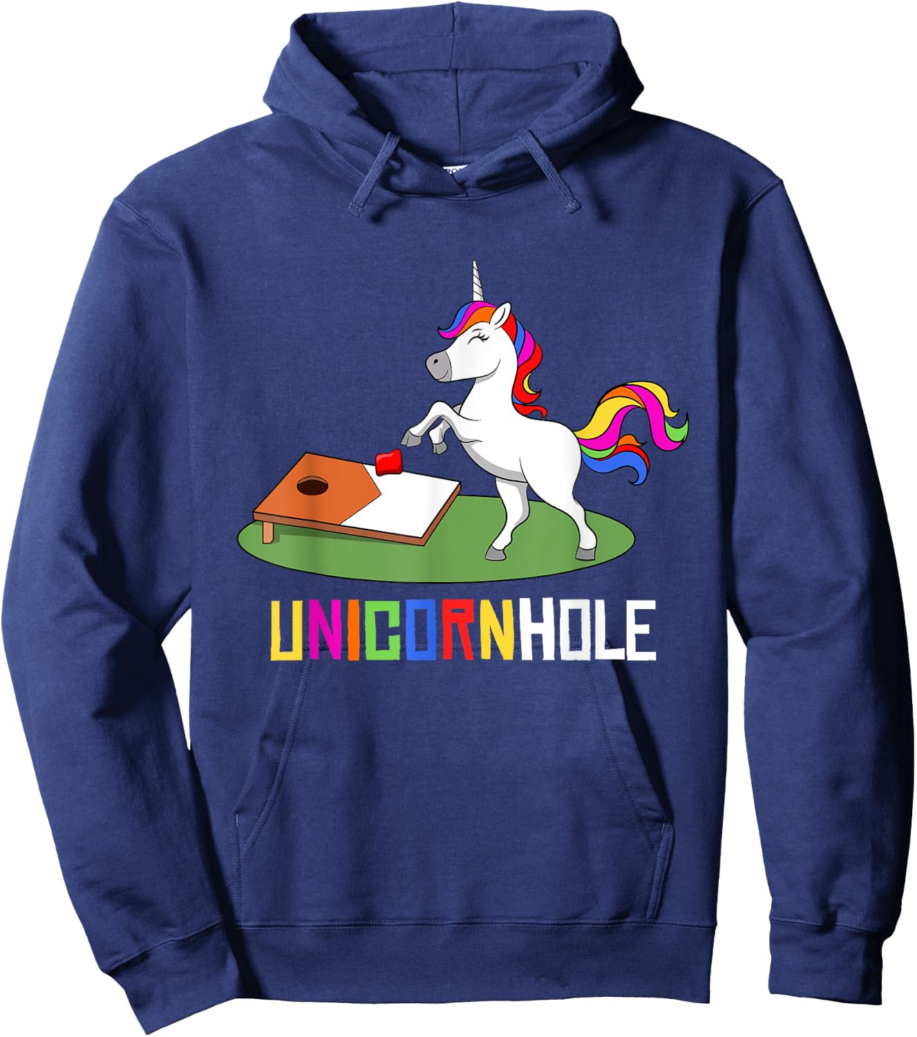 Unicornhole Youth Cornhole Unicorn Women Girl Cornhole Hoodie - Hoodie | Navy