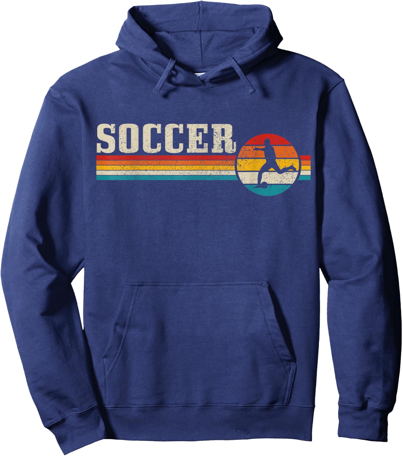 Vintage Soccer Player Sport Retro Men Boys Football Hoodie - Hoodie | Navy