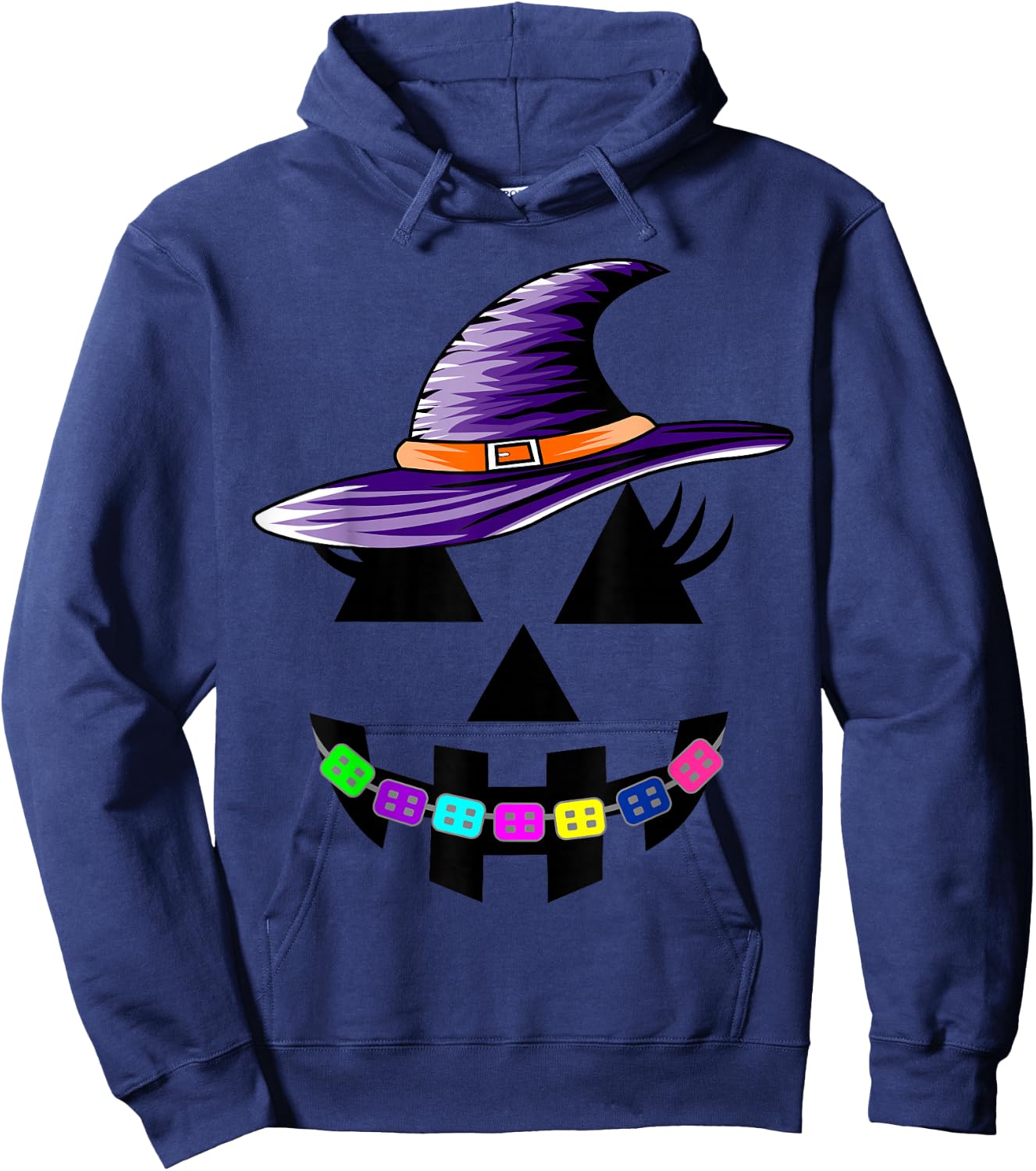 Halloween Pumpkin with Braces Orthodontist Costume Kids Hoodie - Hoodie | Navy