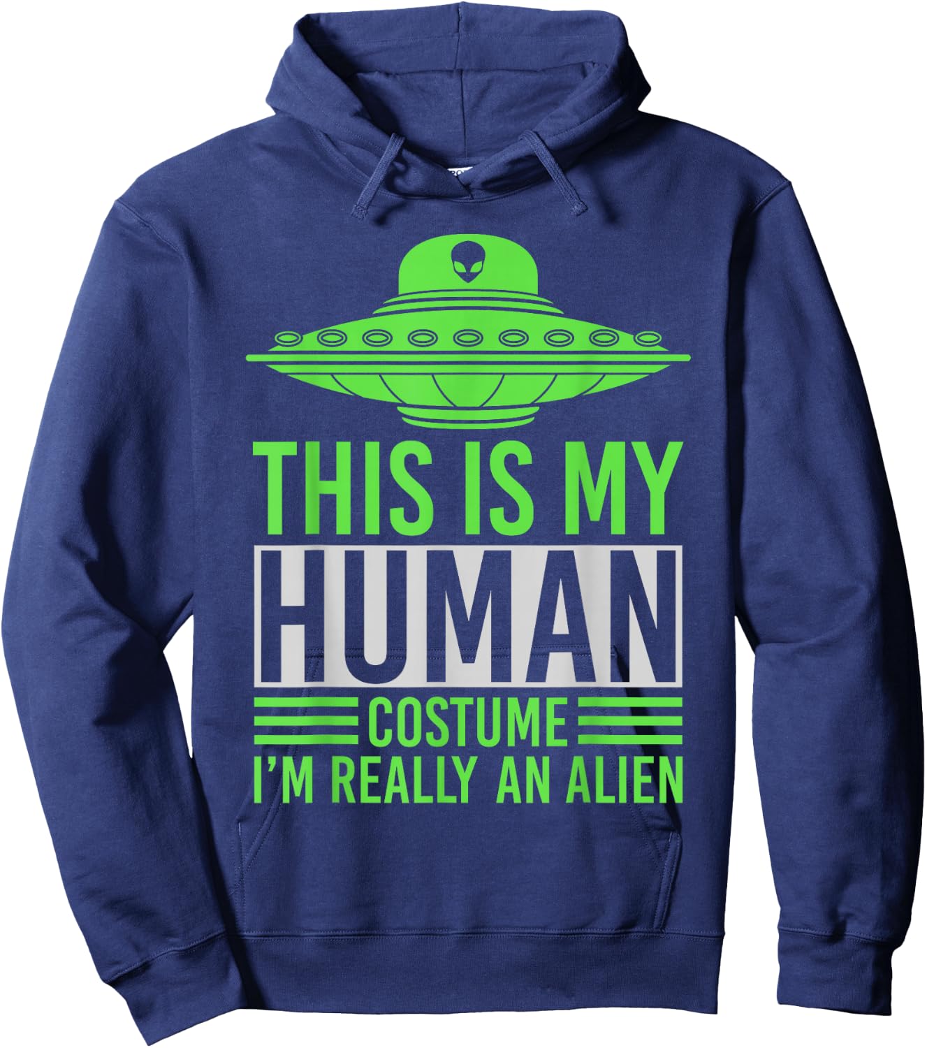 Funny Science Fiction Space UFO Abduction Costume Alien Hoodie - Hoodie | Navy