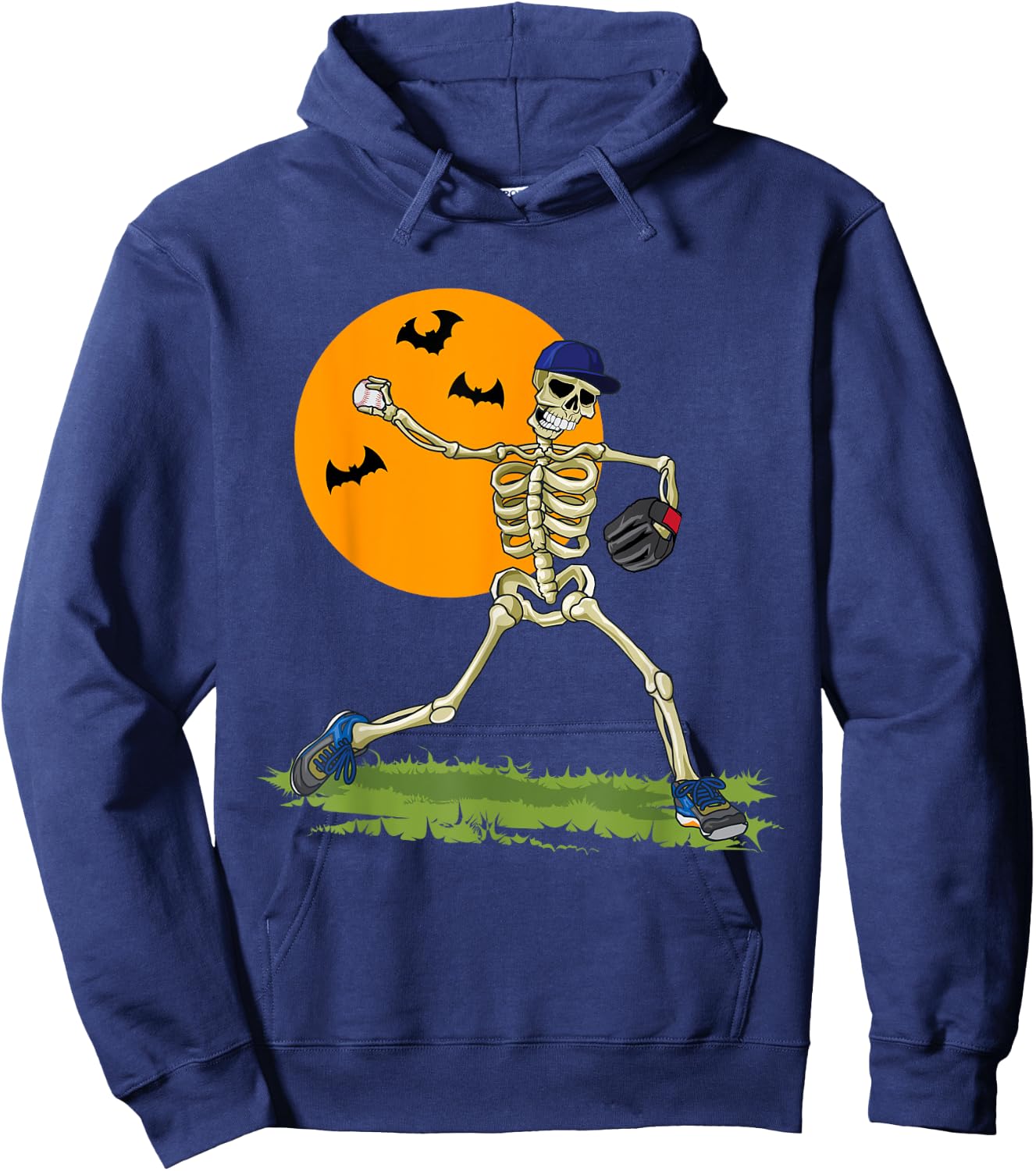 Baseball Skeleton Halloween Men Boys Baseball Halloween Hoodie - Hoodie | Navy