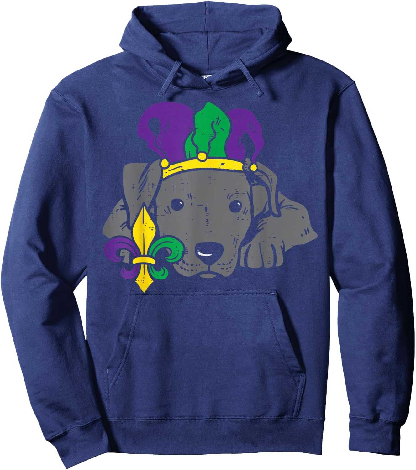 Jester Pitbull Mardi Gras Cute Pittie Dog Men Women Kids Hoodie - Hoodie | Navy