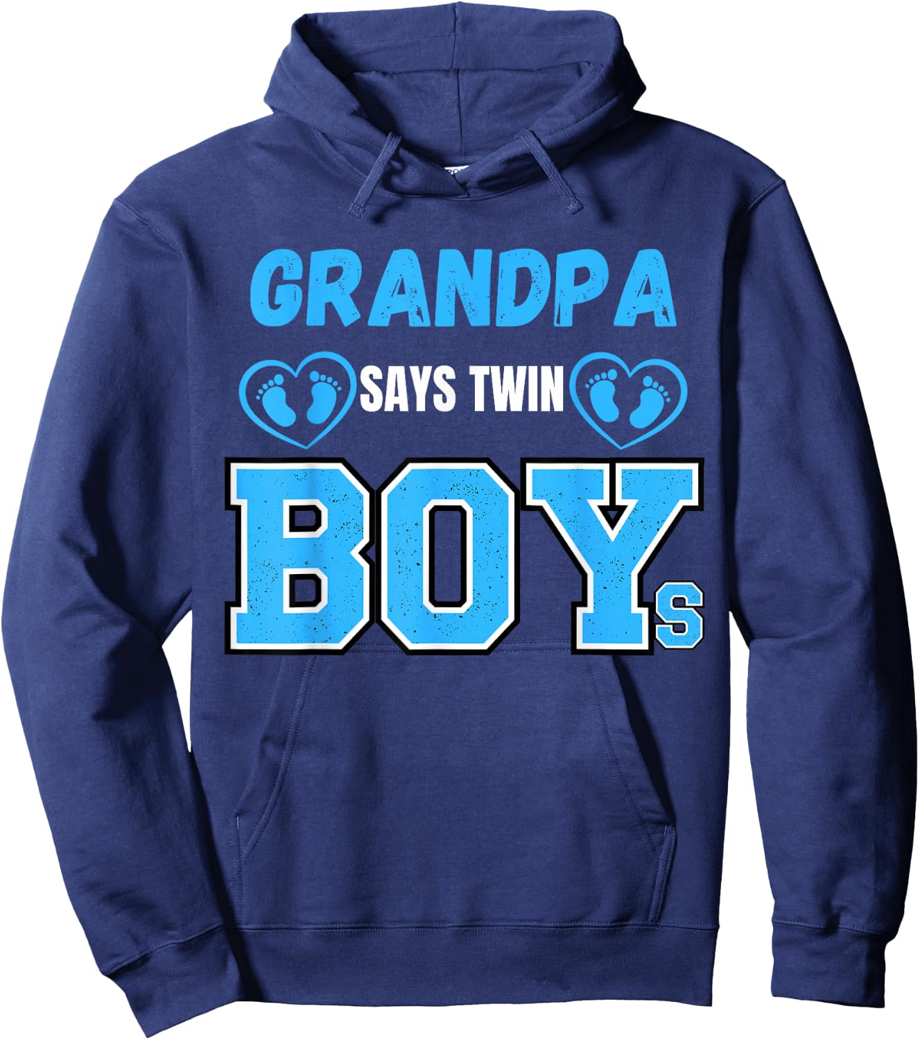 Gender reveal Grandpa says Twin Boys baby Matching Family Hoodie - Hoodie | Navy