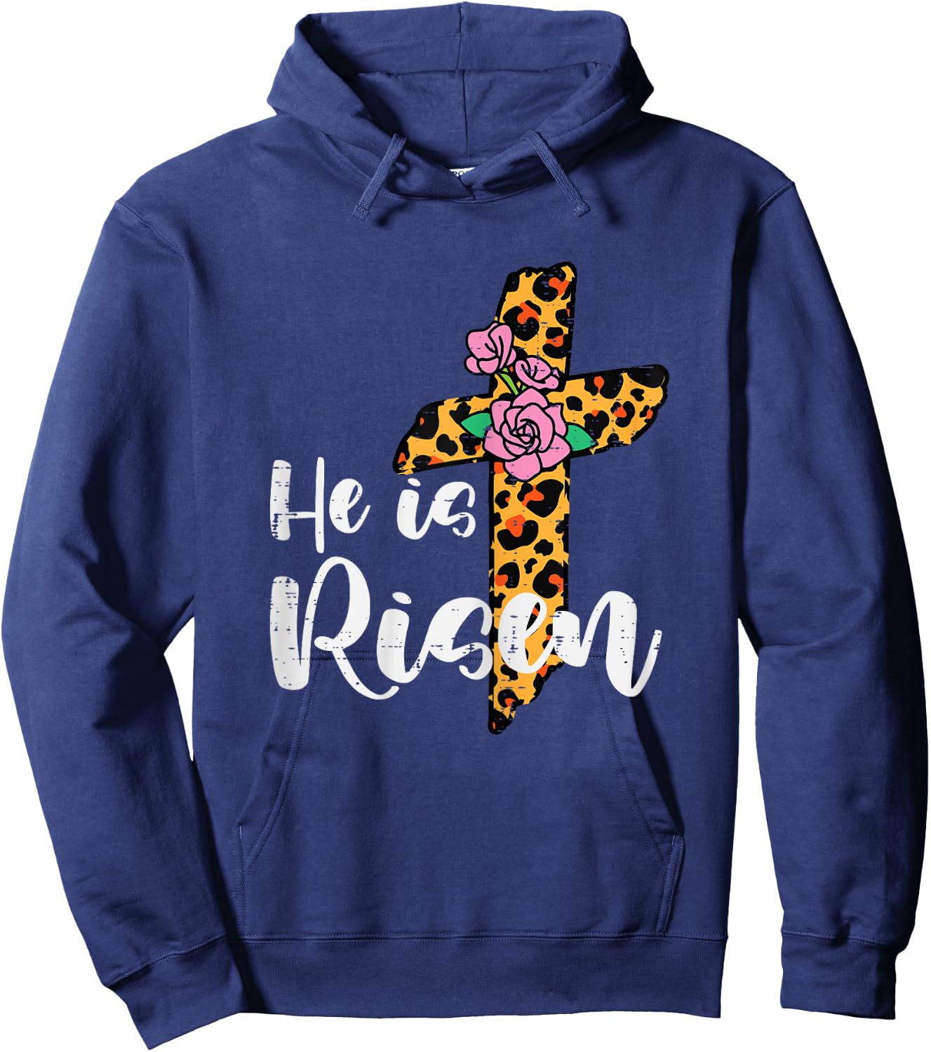 Cross Flower He Is Risen Christ Easter Jesus Religious Women Hoodie - Hoodie | Navy