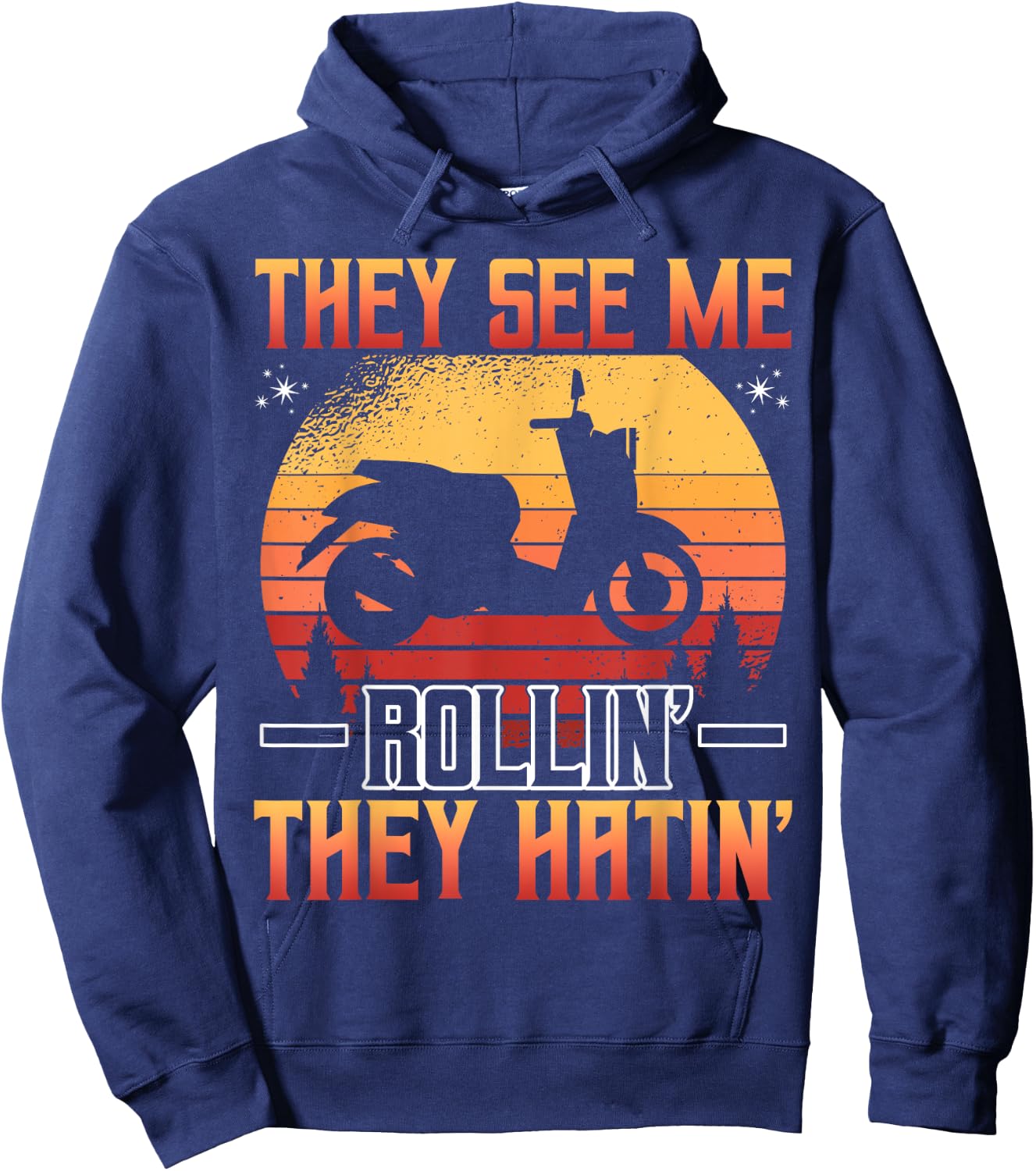 They See Me Rolling Motor Scooter Retro Hoodie - Hoodie | Navy