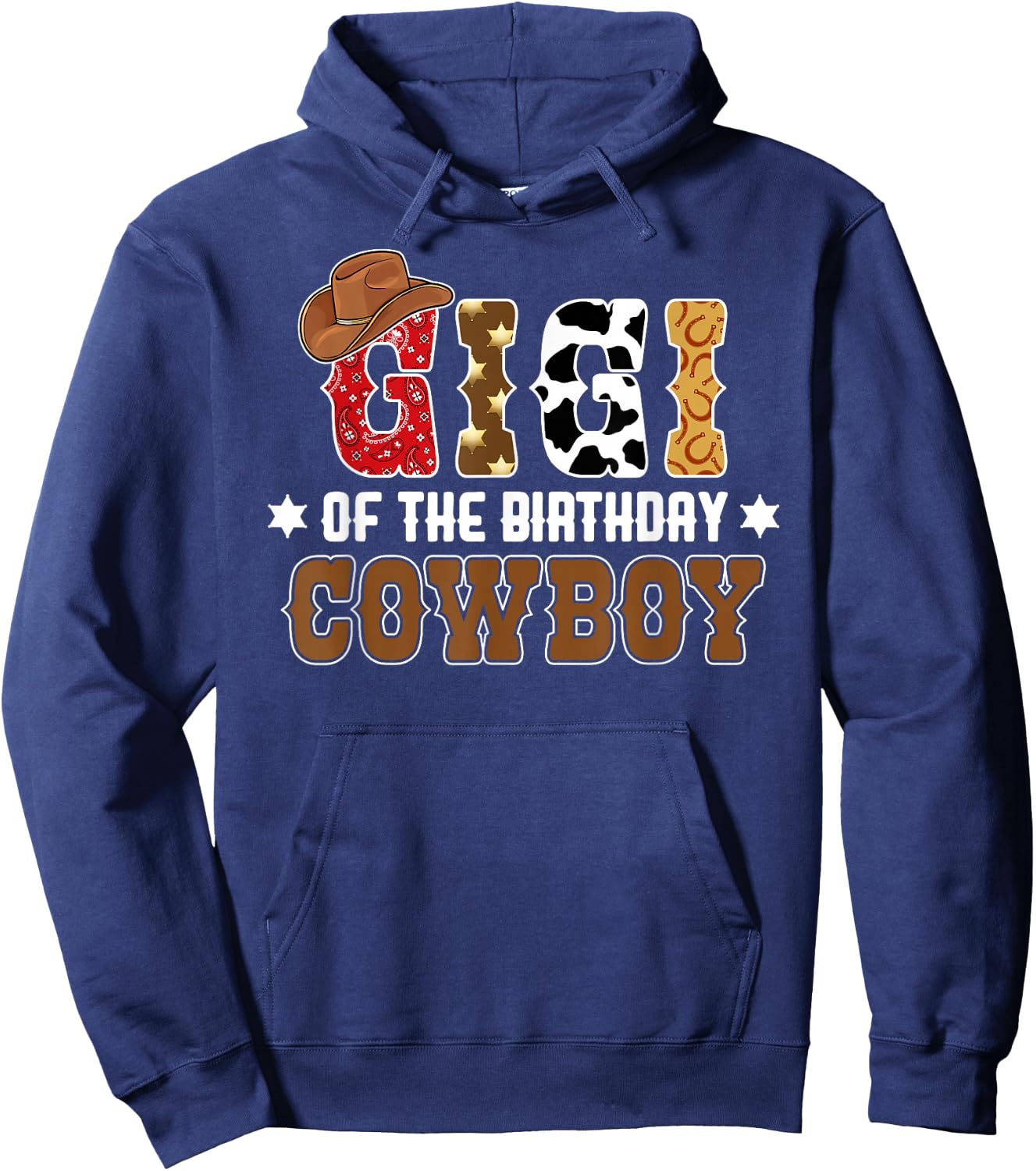 Gigi 1st First Birthday Cowboy Western Rodeo Party Matching Hoodie - Hoodie | Navy