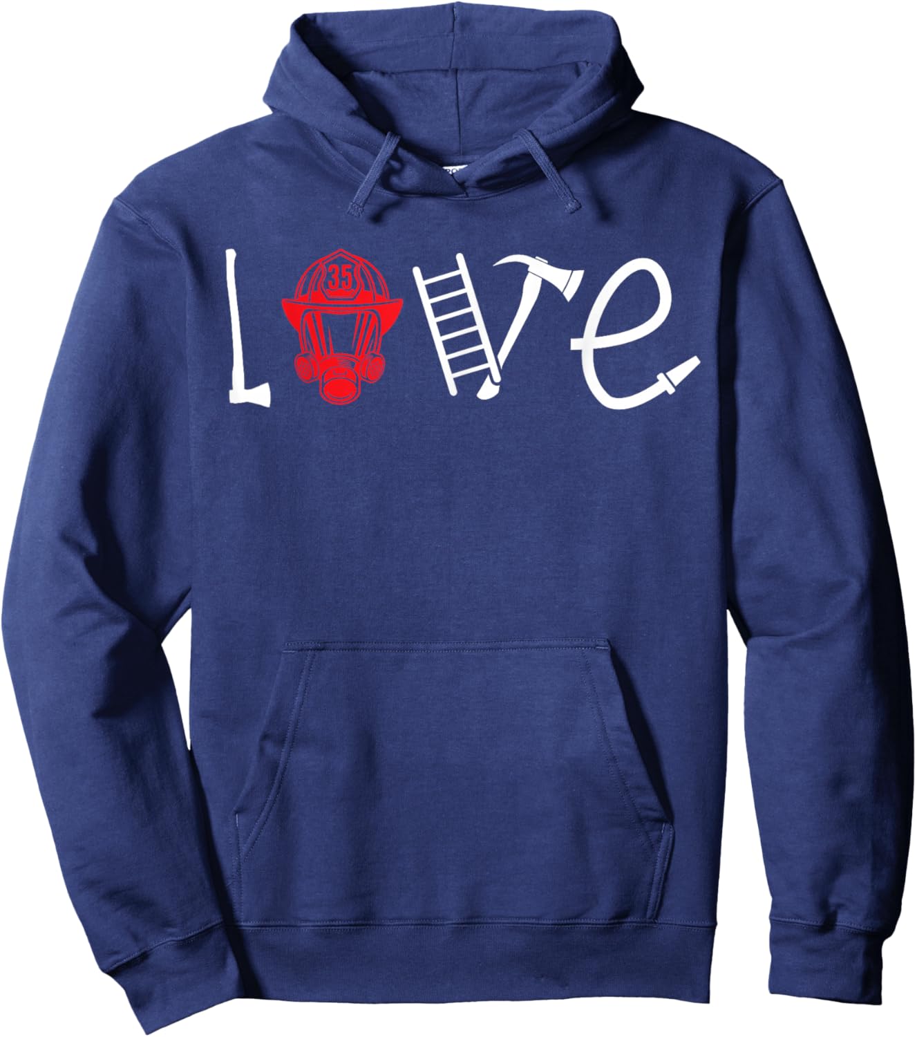 Female Firefighter Love Wife Girlfriend Hoodie - Hoodie | Navy