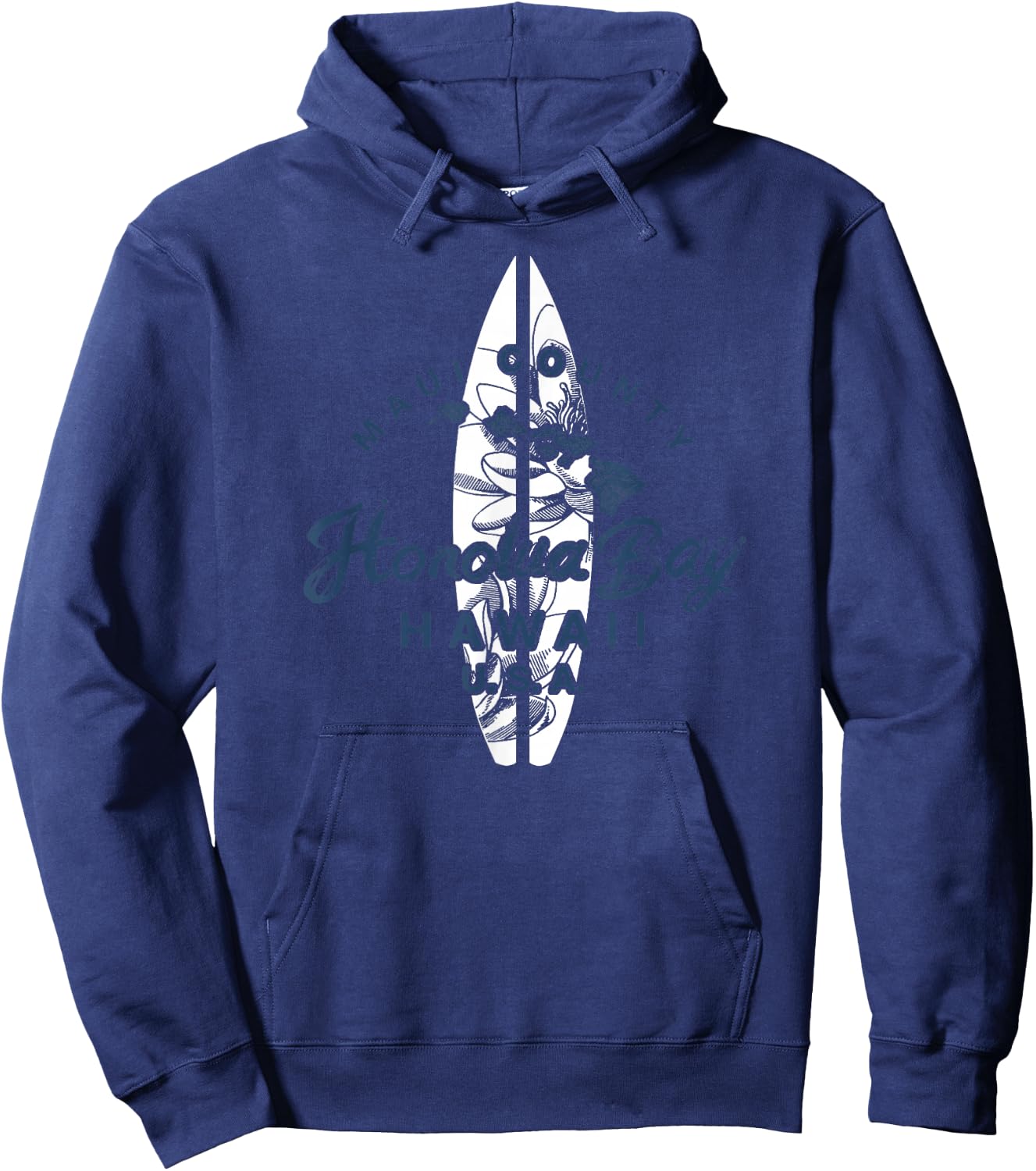 Maui Honolua Bay Hawaii Island Map Surfing Hoodie - Hoodie | Navy