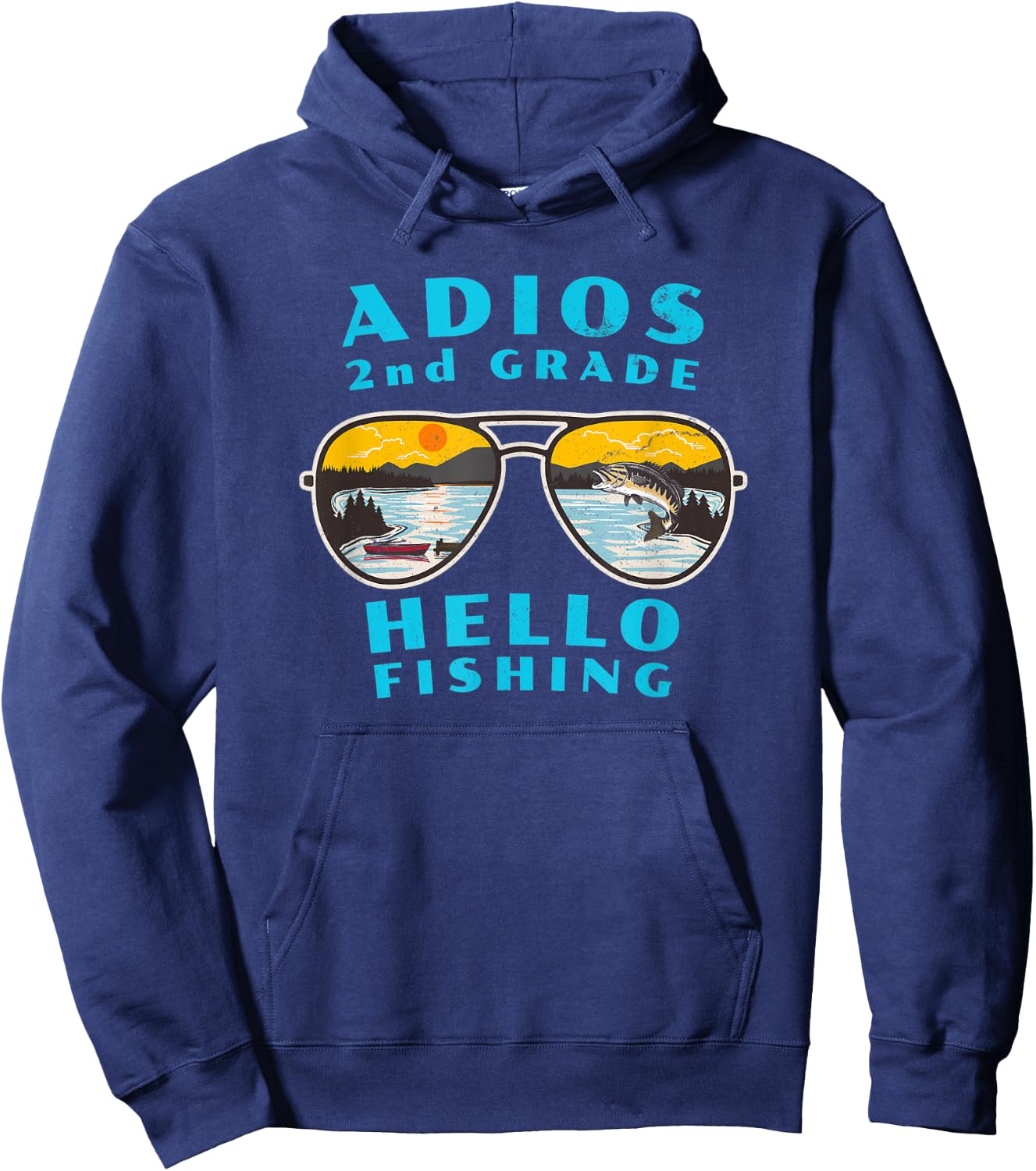 Adios 2nd Grade Hello Fishing for Kids Who Love to Fish Hoodie - Hoodie | Navy
