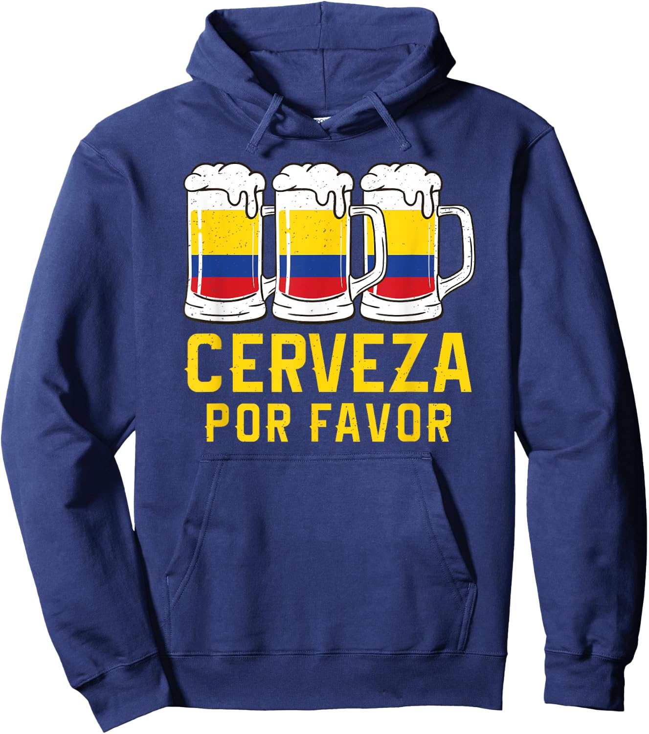 Cerveza Por Favor Colombia Flag Bandera Beer Funny Drinking Hoodie - Hoodie | Navy