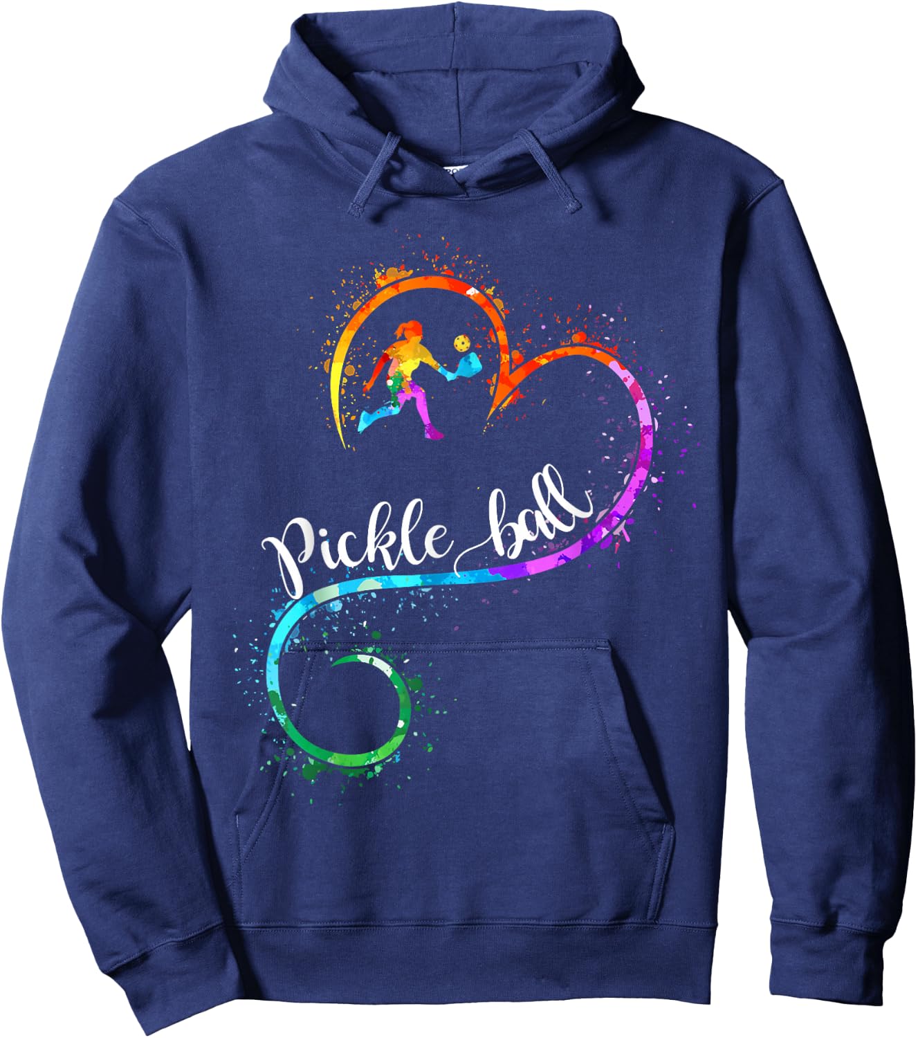 I Love Pickleball Watercolors Funny Pickleball Girl Player Hoodie - Hoodie | Navy