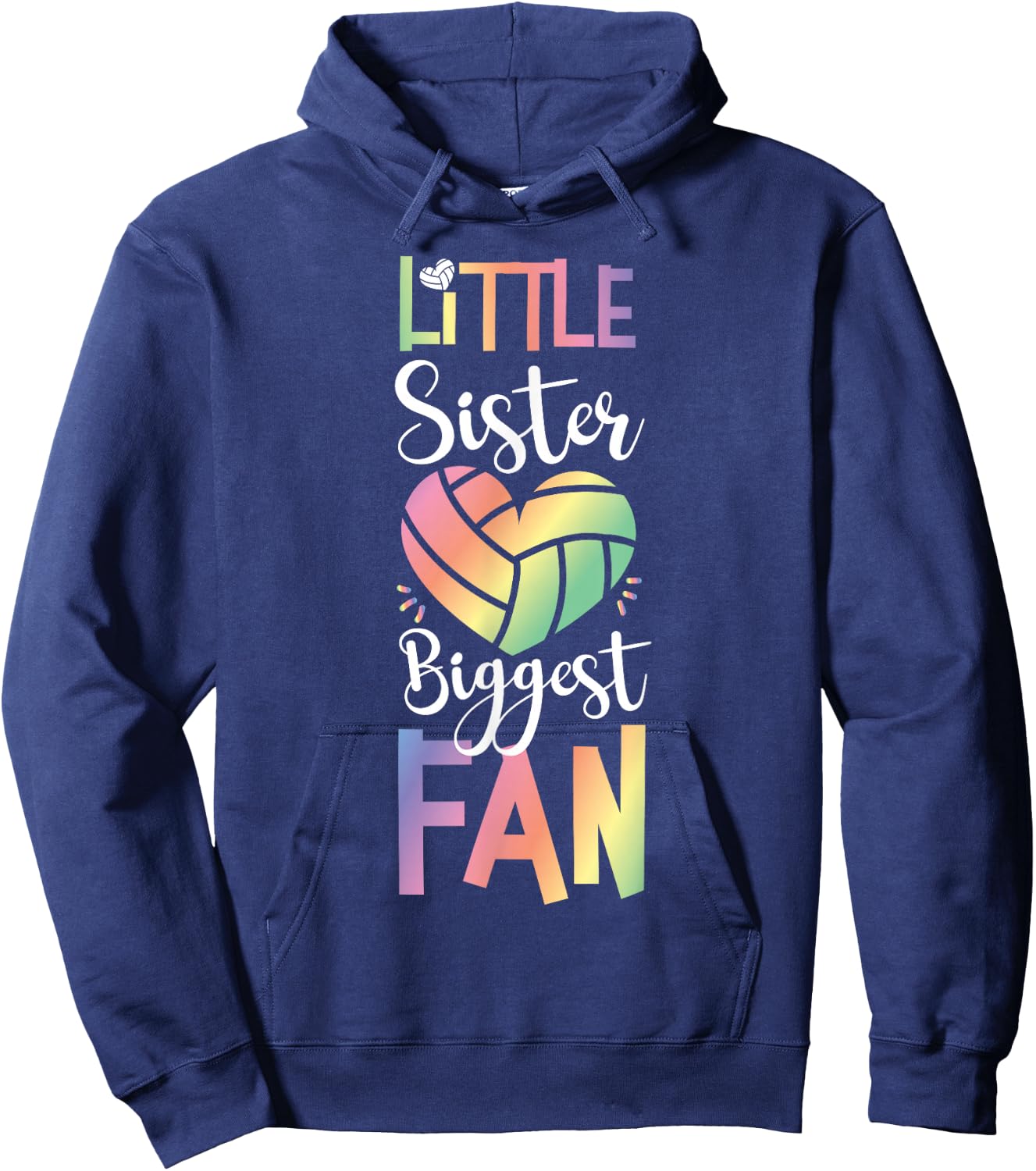 Team Sister Little Sister Biggest Fan Volleyball Player Hoodie - Hoodie | Navy