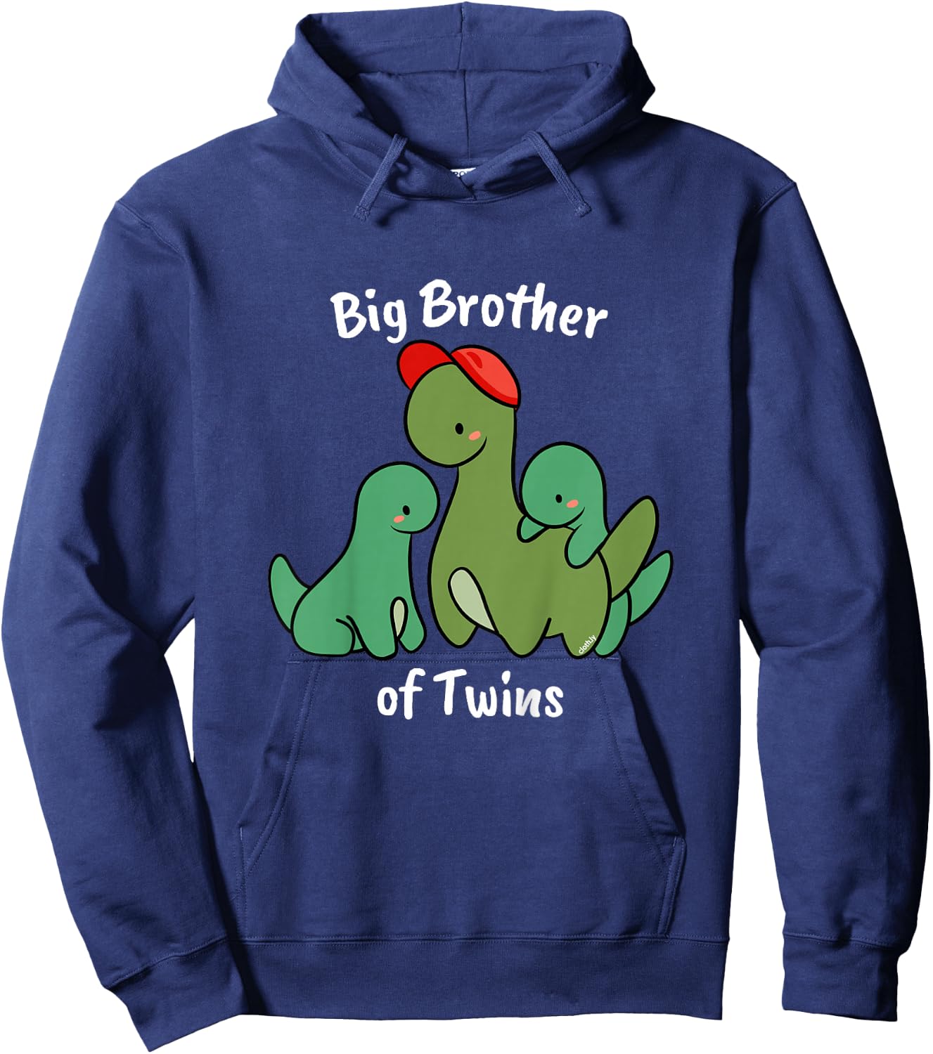 Kids Big Brother of Twins Cute Dinosaur Siblings Hoodie - Hoodie | Navy