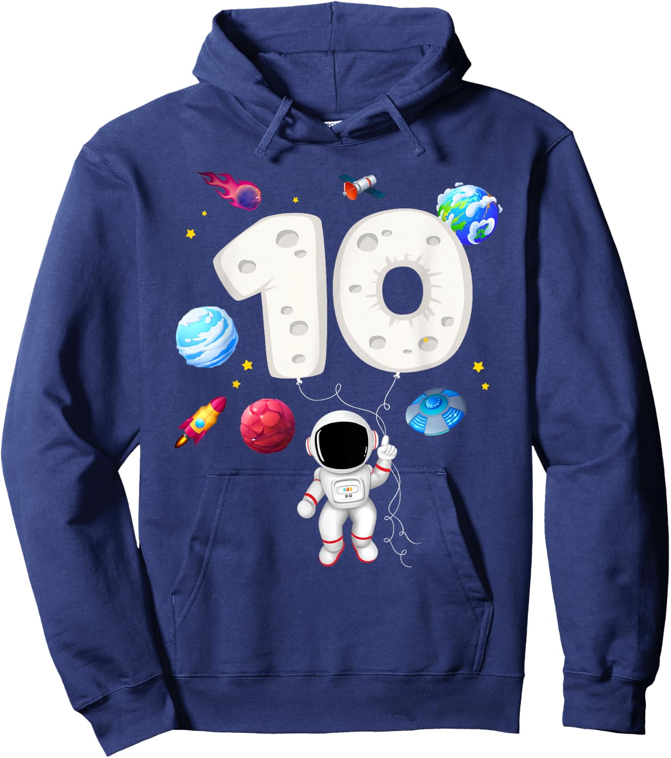 10th Astronaut Birthday Party 10 Years Old Space Costume Hoodie - Hoodie | Navy